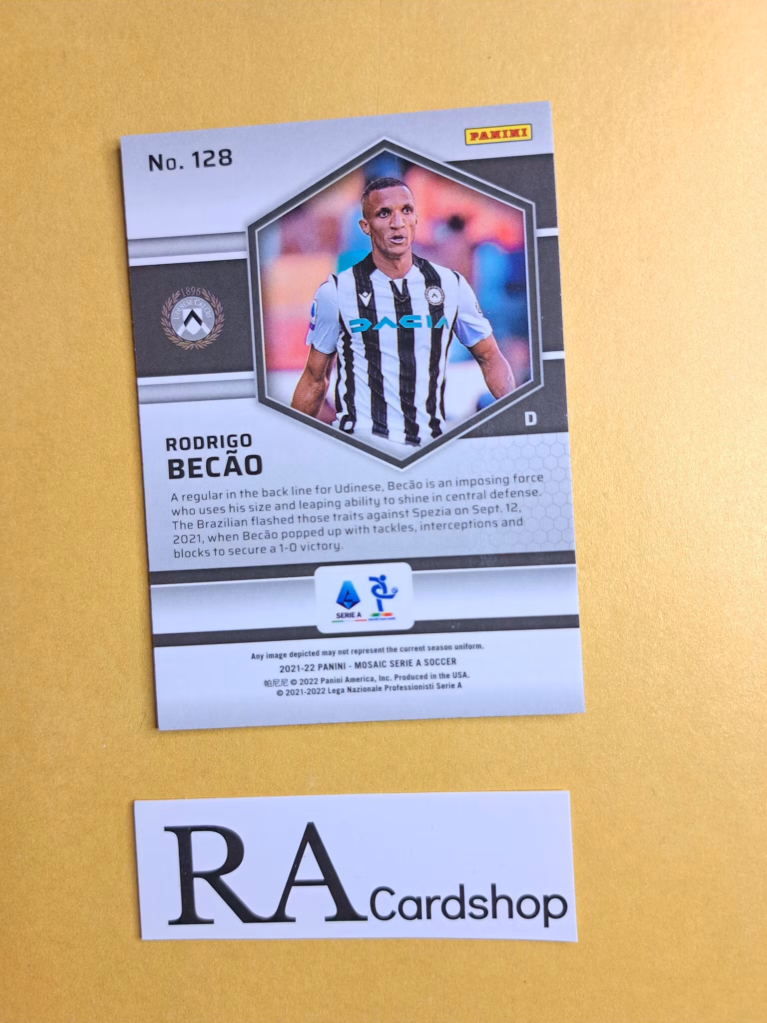 #128 Rodrigo Becao 2021-22 Panini Mosaic Serie A Soccer Fotboll