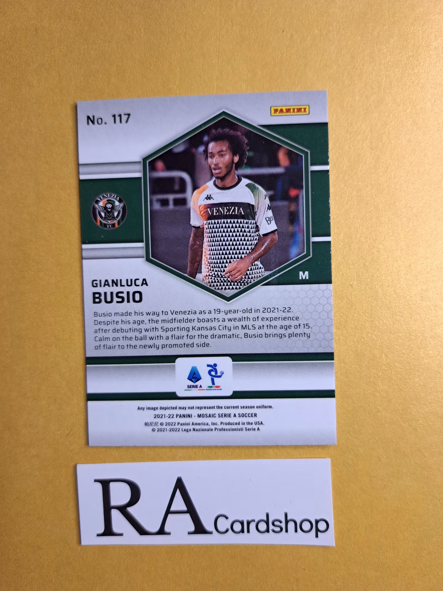 #117 Gianluca Busio 2021-22 Panini Mosaic Serie A Soccer Fotboll
