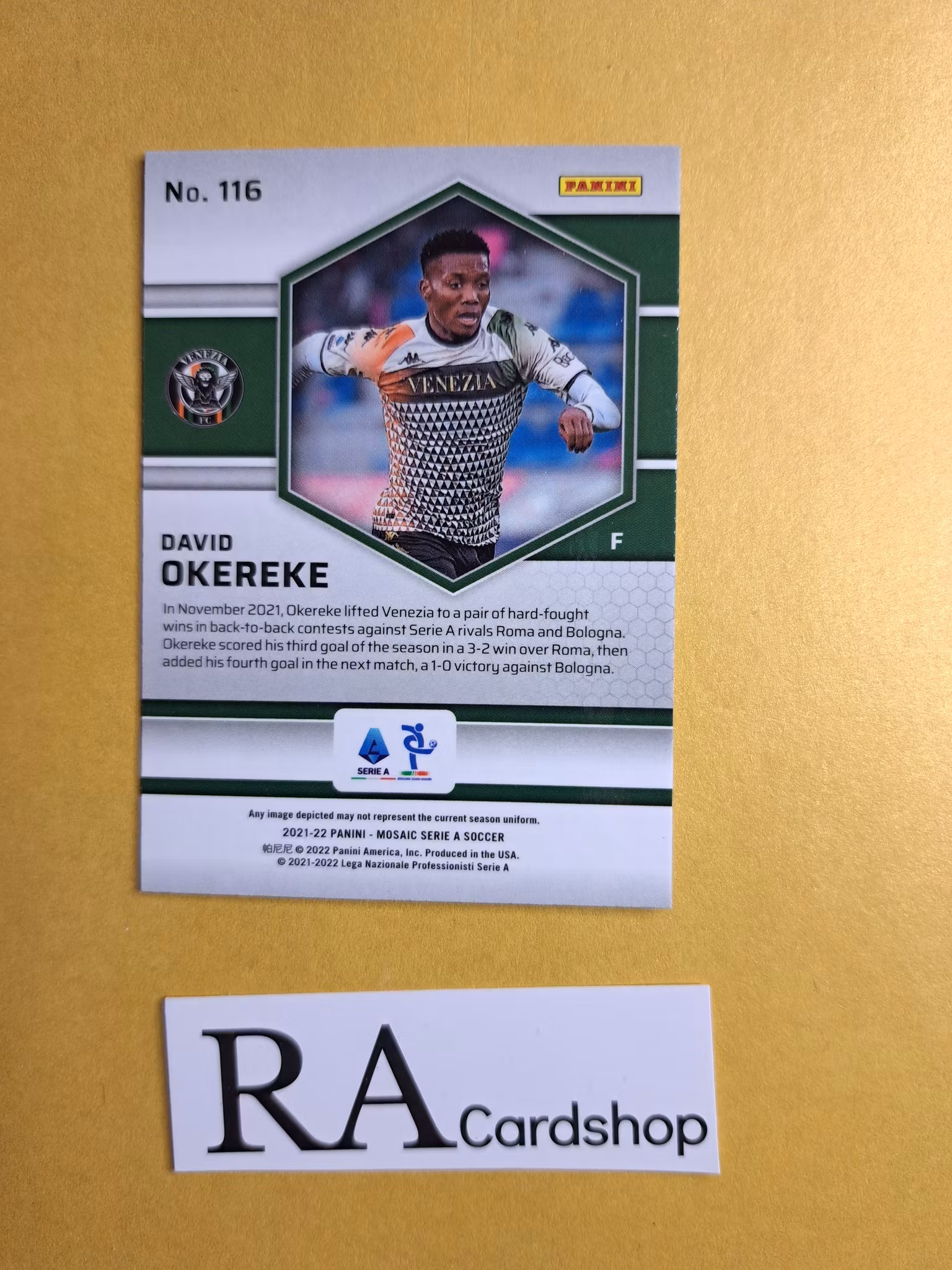 #116 David Okereke 2021-22 Panini Mosaic Serie A Soccer Fotboll