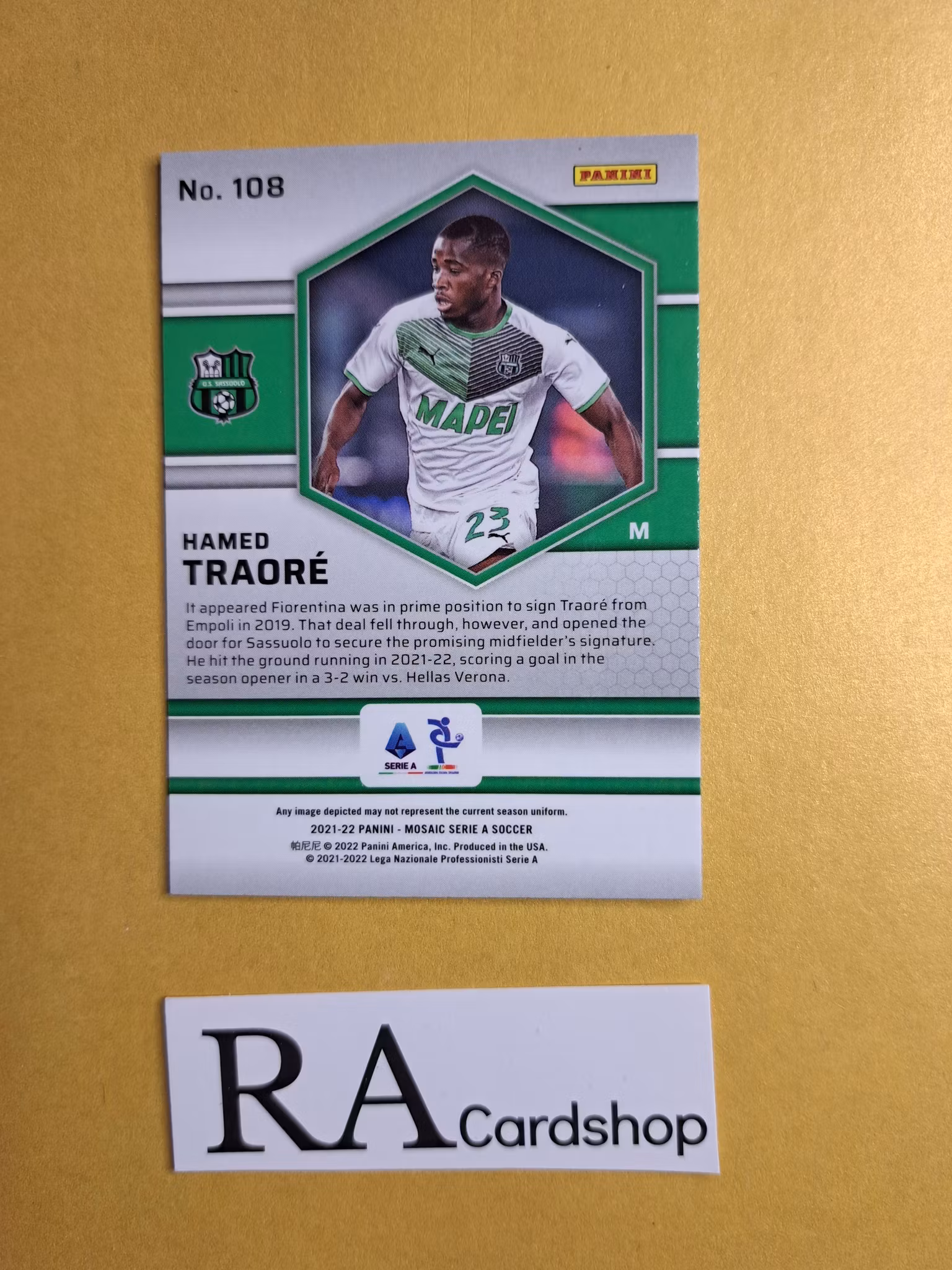 #108 Hamed Traore 2021-22 Panini Mosaic Serie A Soccer Fotboll