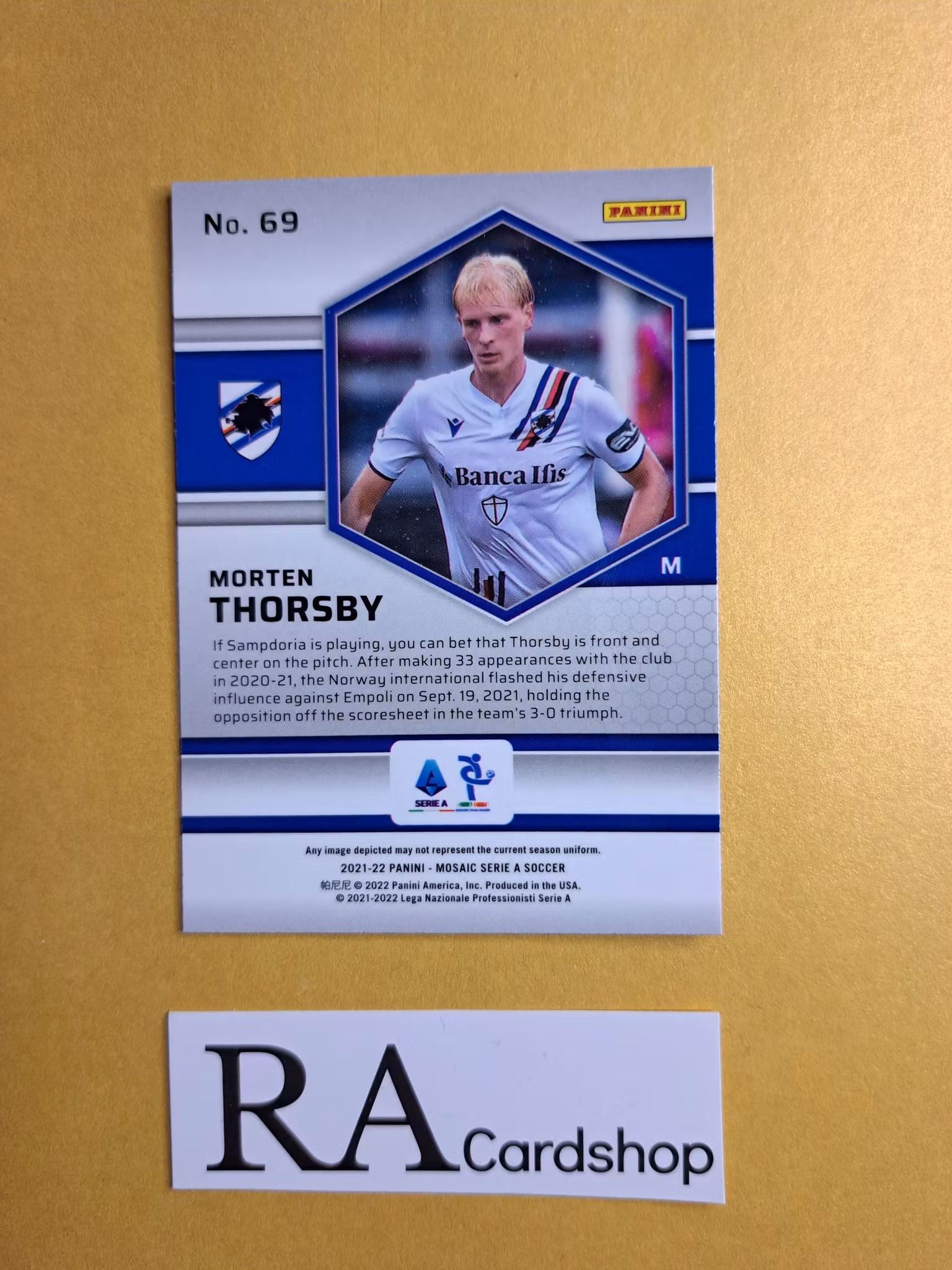 #69 Morten Thorsby 2021-22 Panini Mosaic Serie A Soccer Fotboll