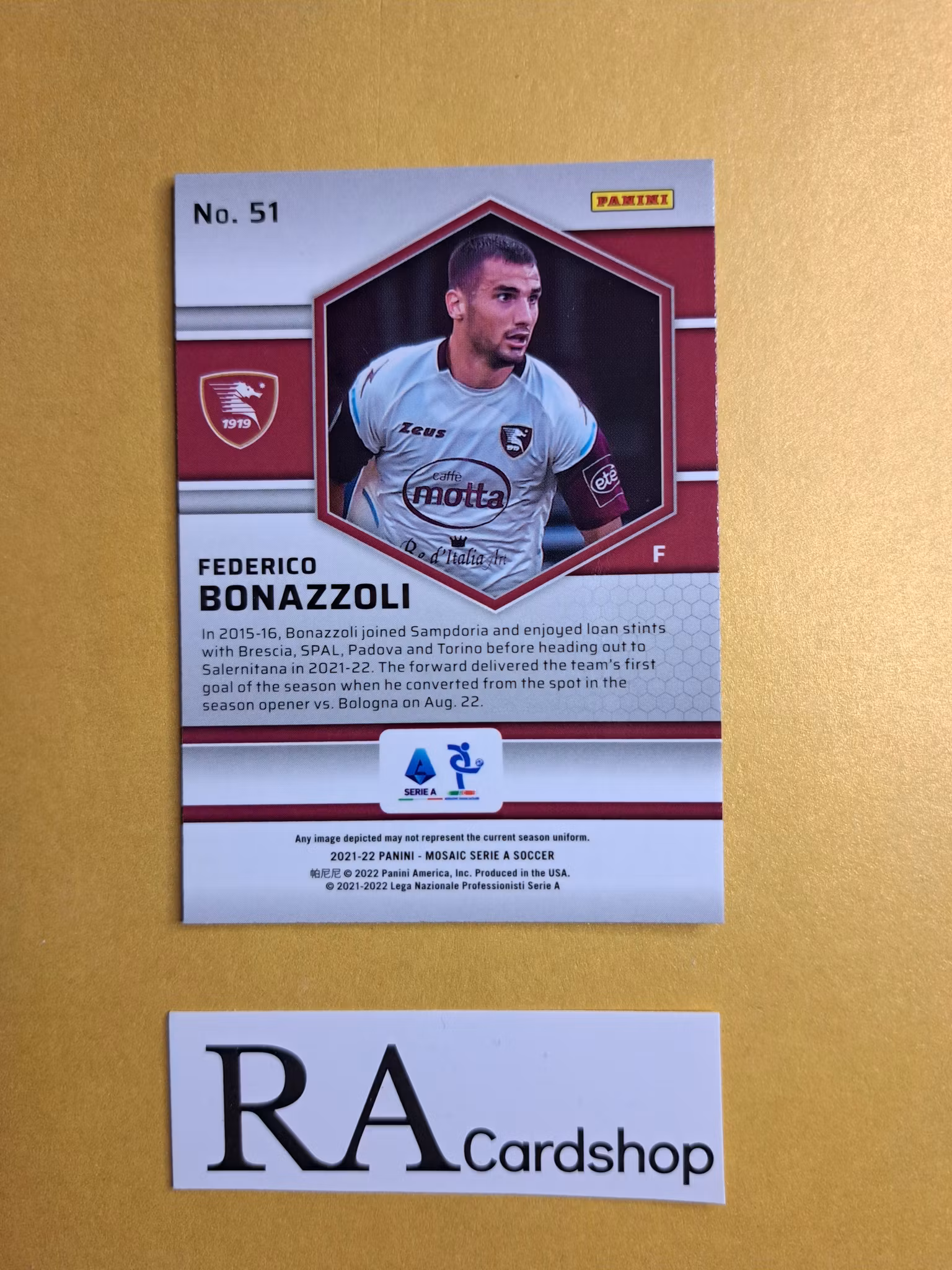 #51 Federico Bonazzoli 2021-22 Panini Mosaic Serie A Soccer Fotboll