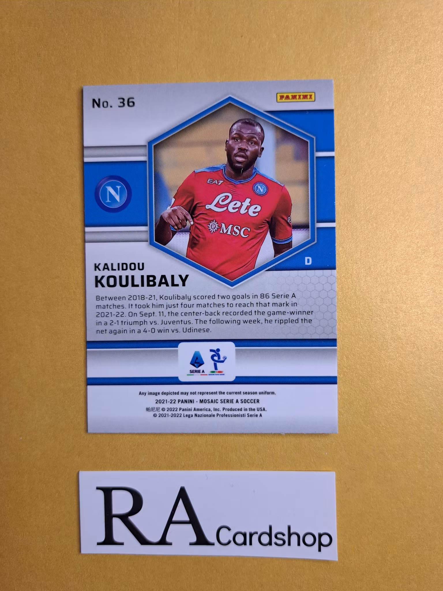 #36 Kalidou Koulibaly 2021-22 Panini Mosaic Serie A Soccer Fotboll