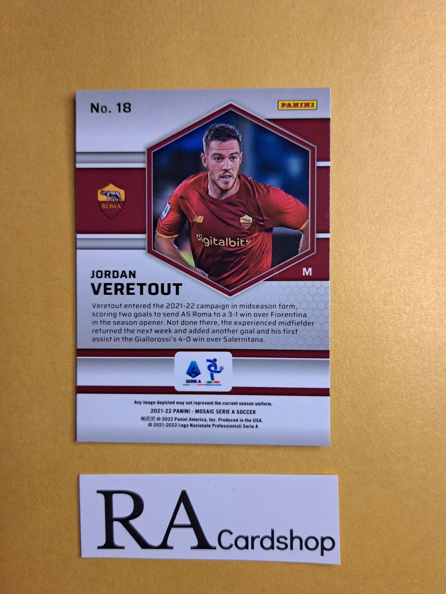 #18 Jordan Veretout 2021-22 Panini Mosaic Serie A Soccer Fotboll
