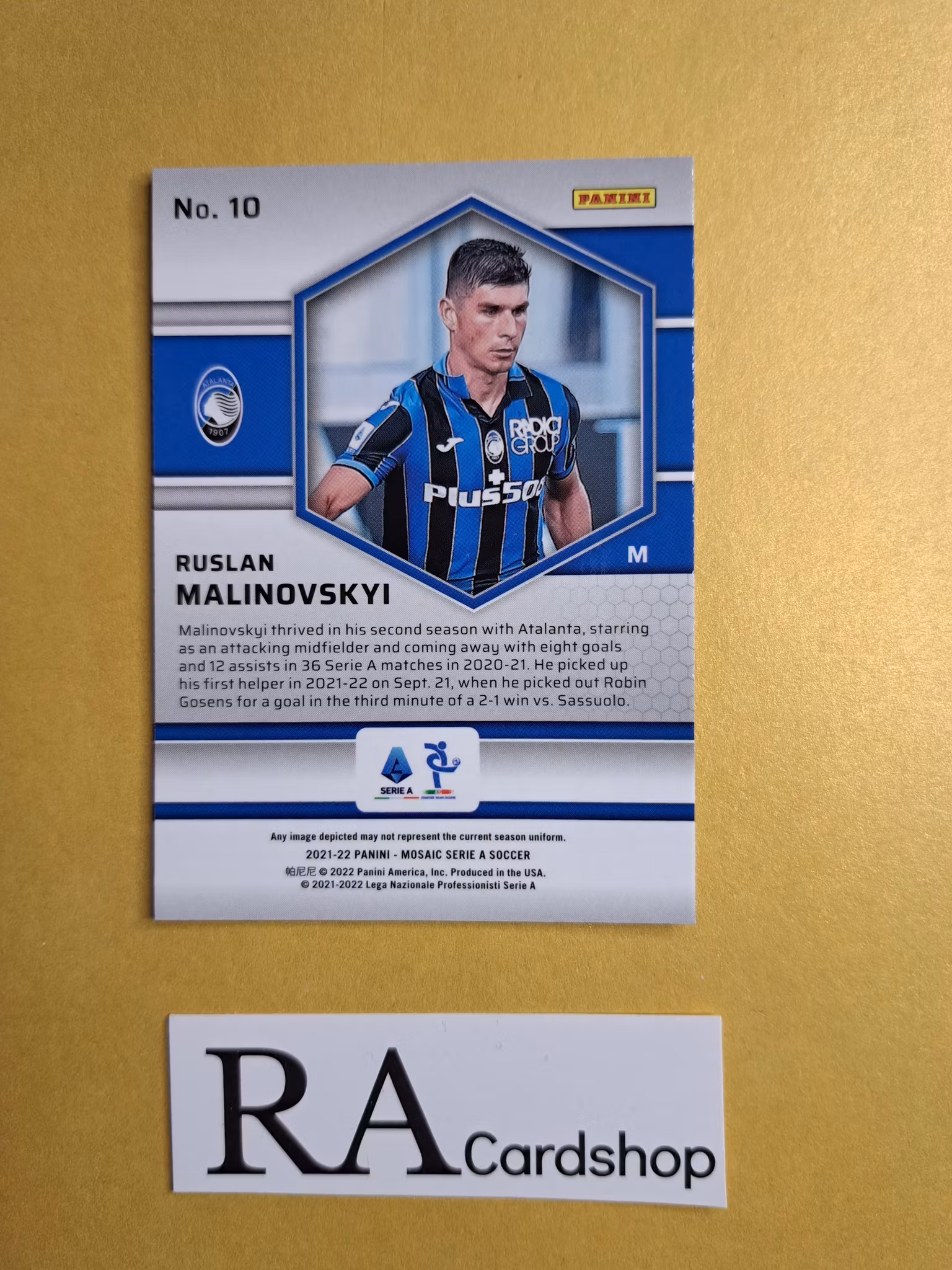 #10 Ruslan Malinovskyi 2021-22 Panini Mosaic Serie A Soccer Fotboll
