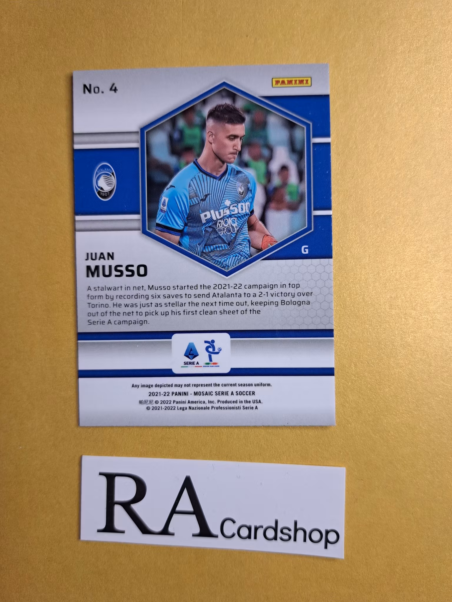 #4 Juan Musso 2021-22 Panini Mosaic Serie A Soccer Fotboll