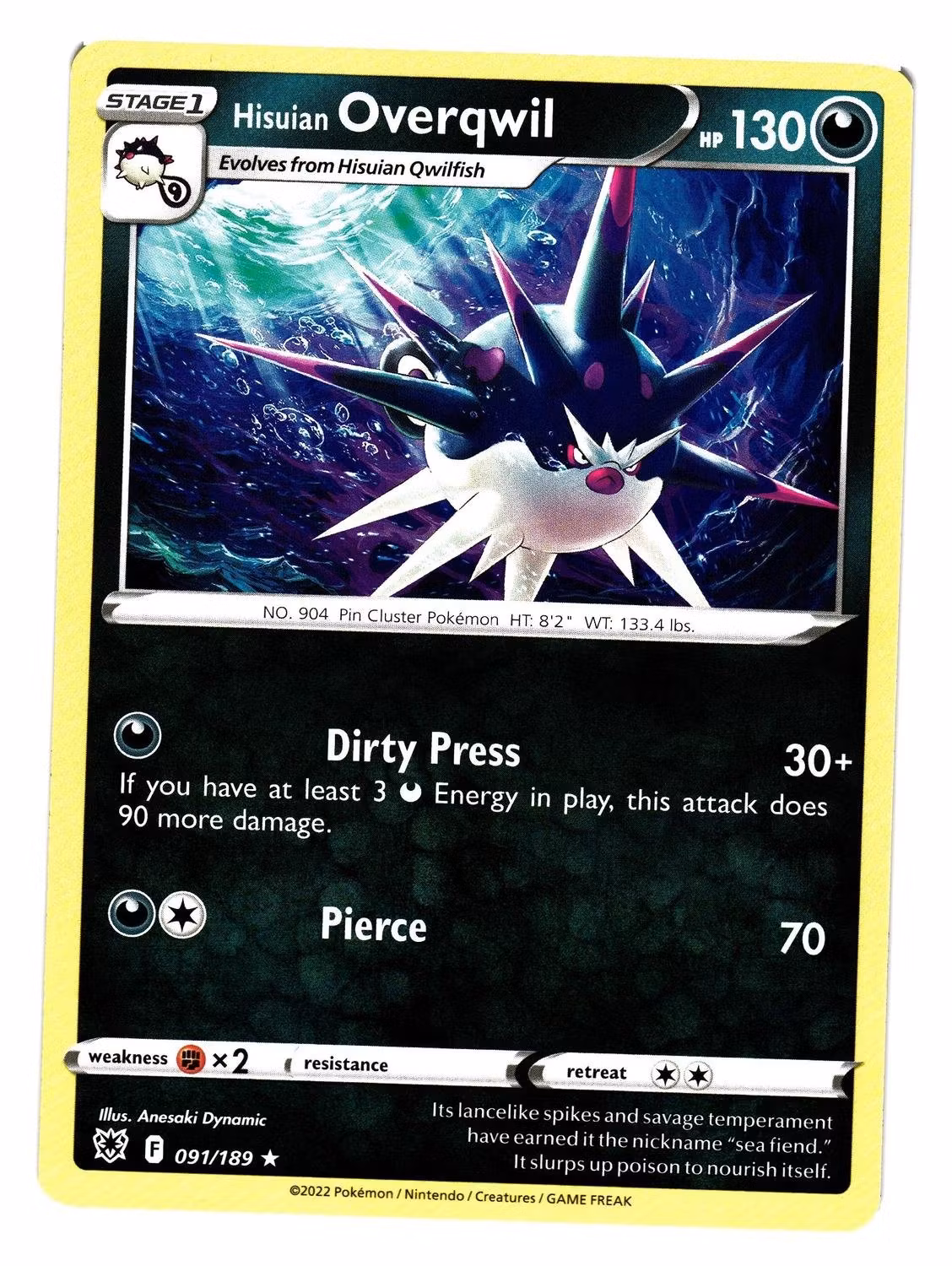 Hisuian Overwqil Rare 091/189 Astral Radiance Pokemon