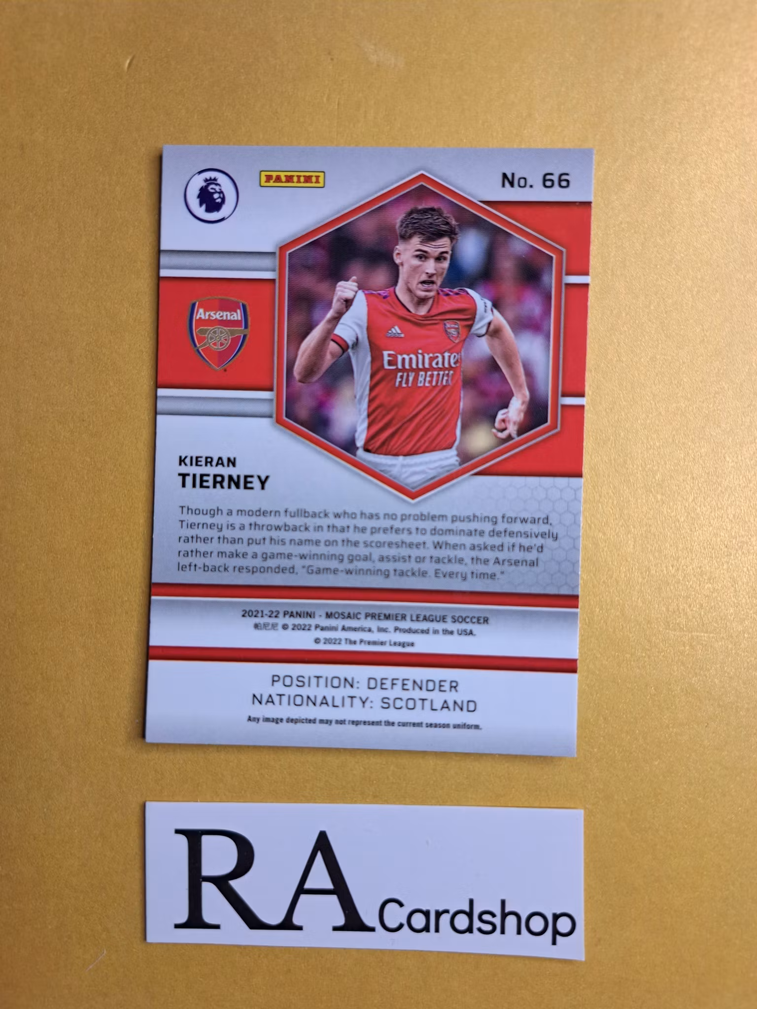 #66 Kieran Tierney 2021-22 Panini Mosaic Premier Leauge