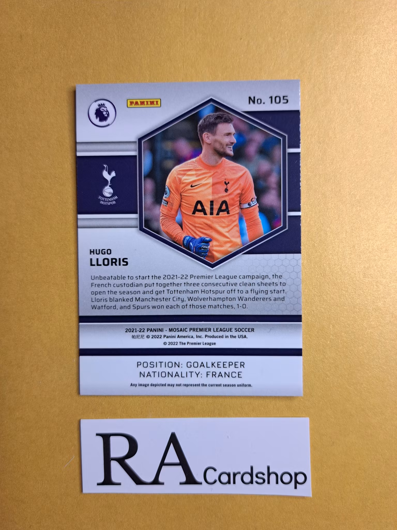 #105 Hugo Lloris 2021-22 Panini Mosaic Premier Leauge