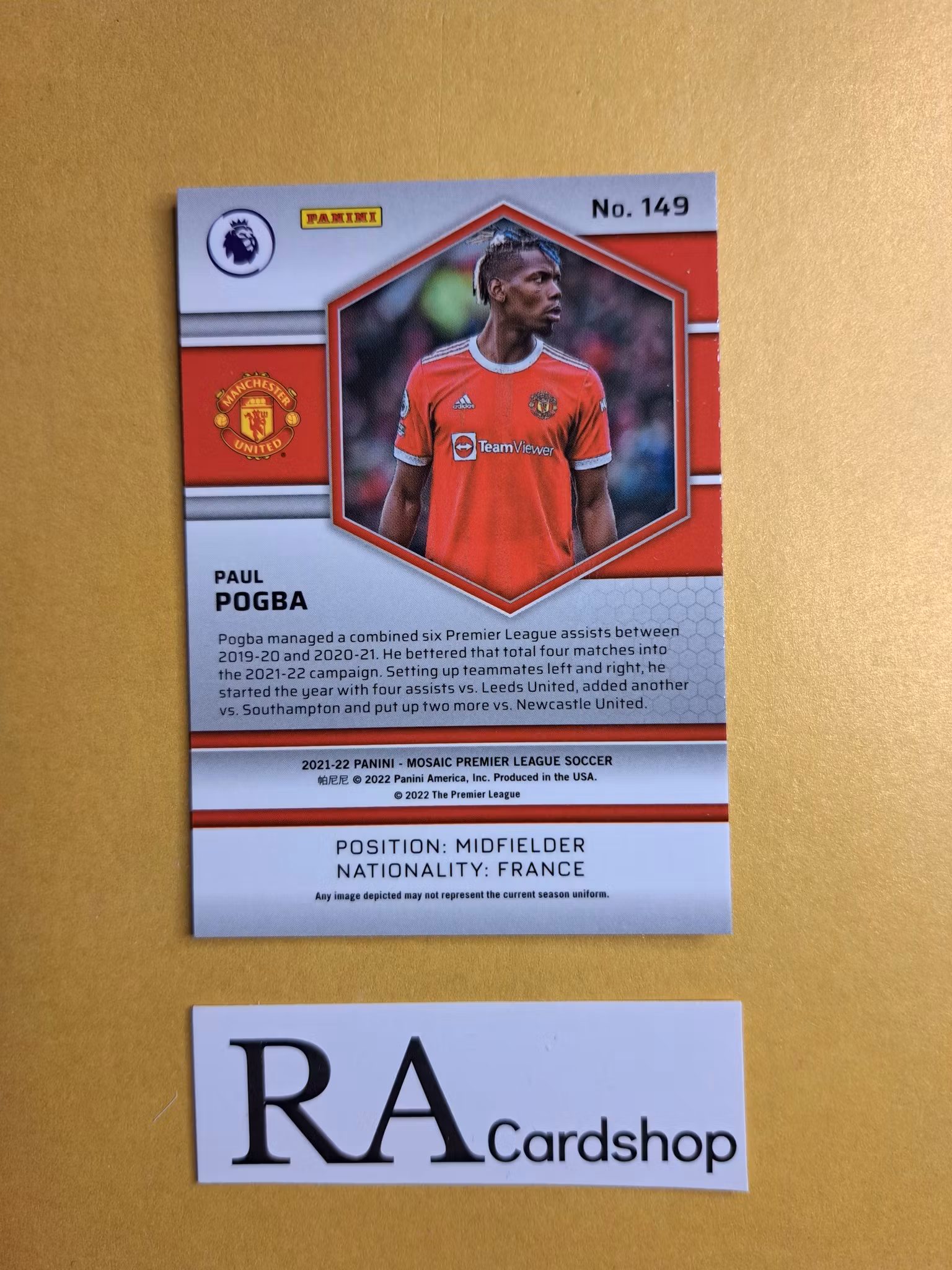 #149 Paul Pogba 2021-22 Panini Mosaic Premier Leauge