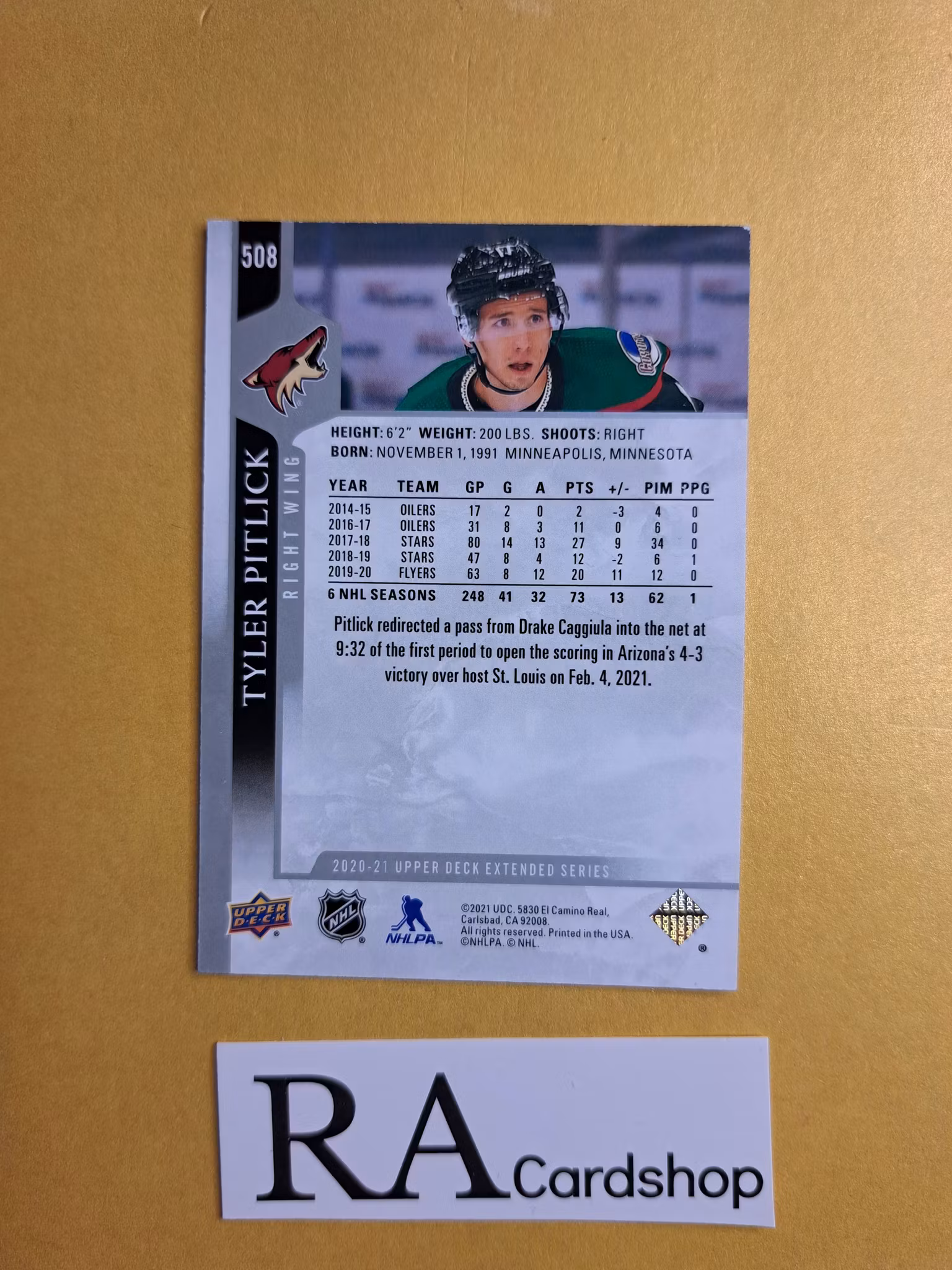 #508 Tyler Pitlick 2020-21 Upper Deck Extended Series Hockey