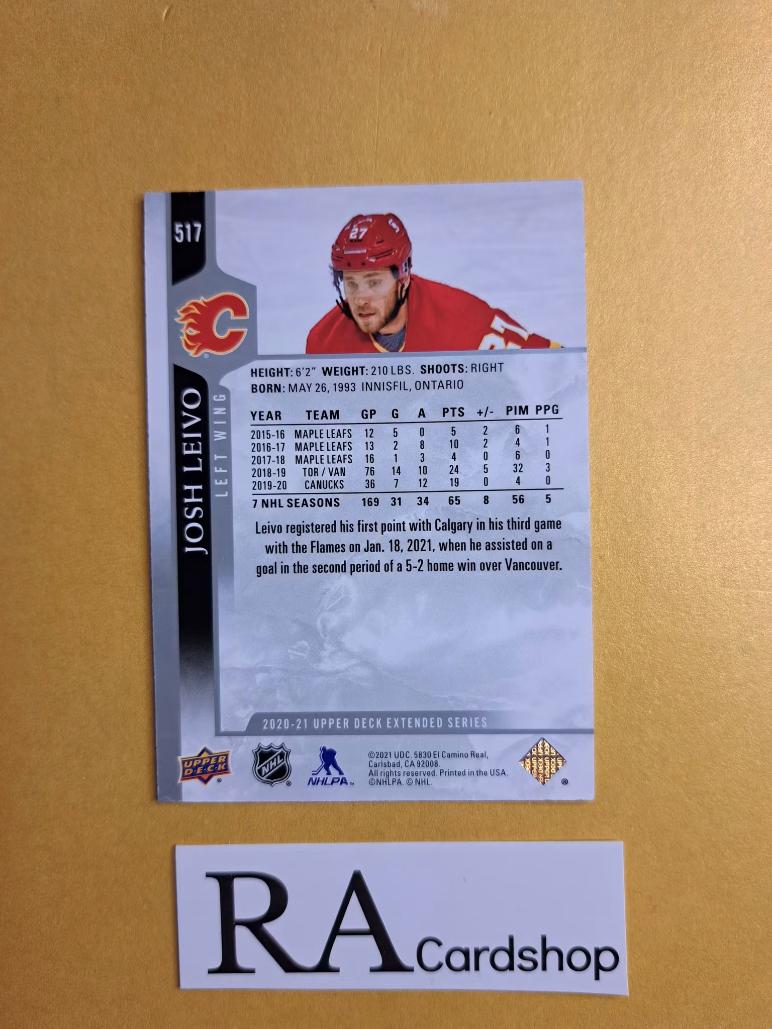 #517 Josh Leivo 2020-21 Upper Deck Extended Series Hockey