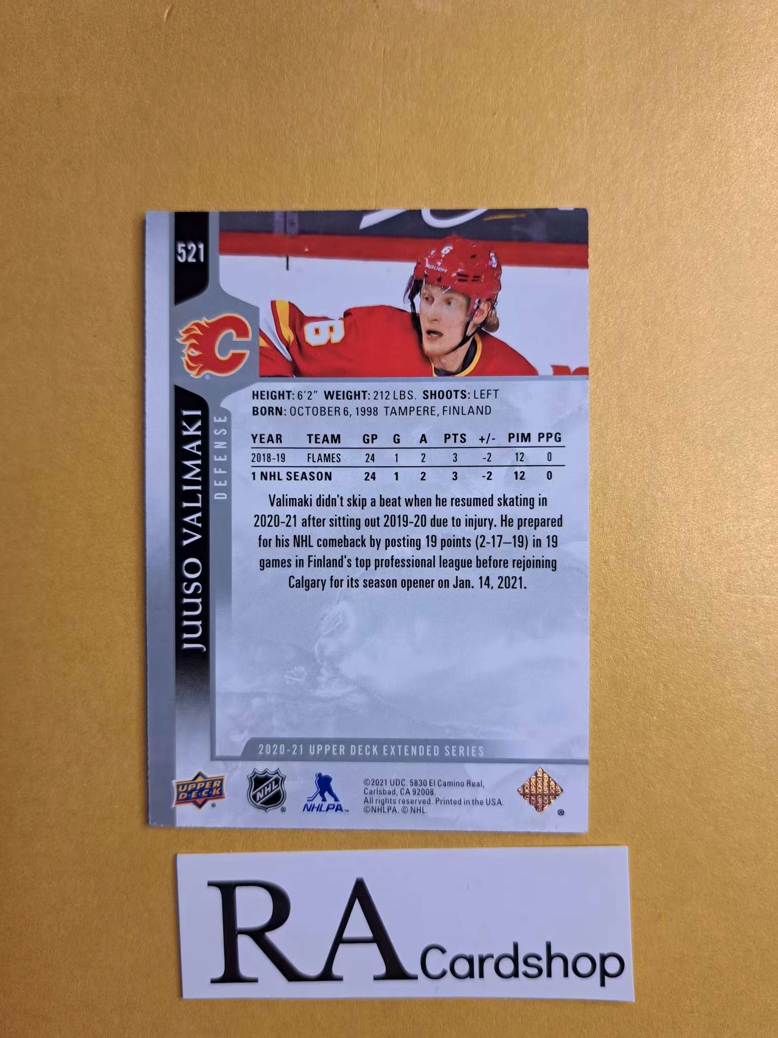 #521 Juuso Valimaki 2020-21 Upper Deck Extended Series Hockey
