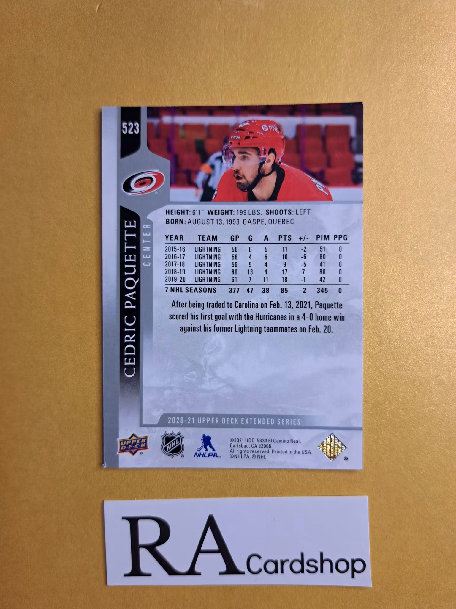 #523 Cedric Paquette 2020-21 Upper Deck Extended Series Hockey