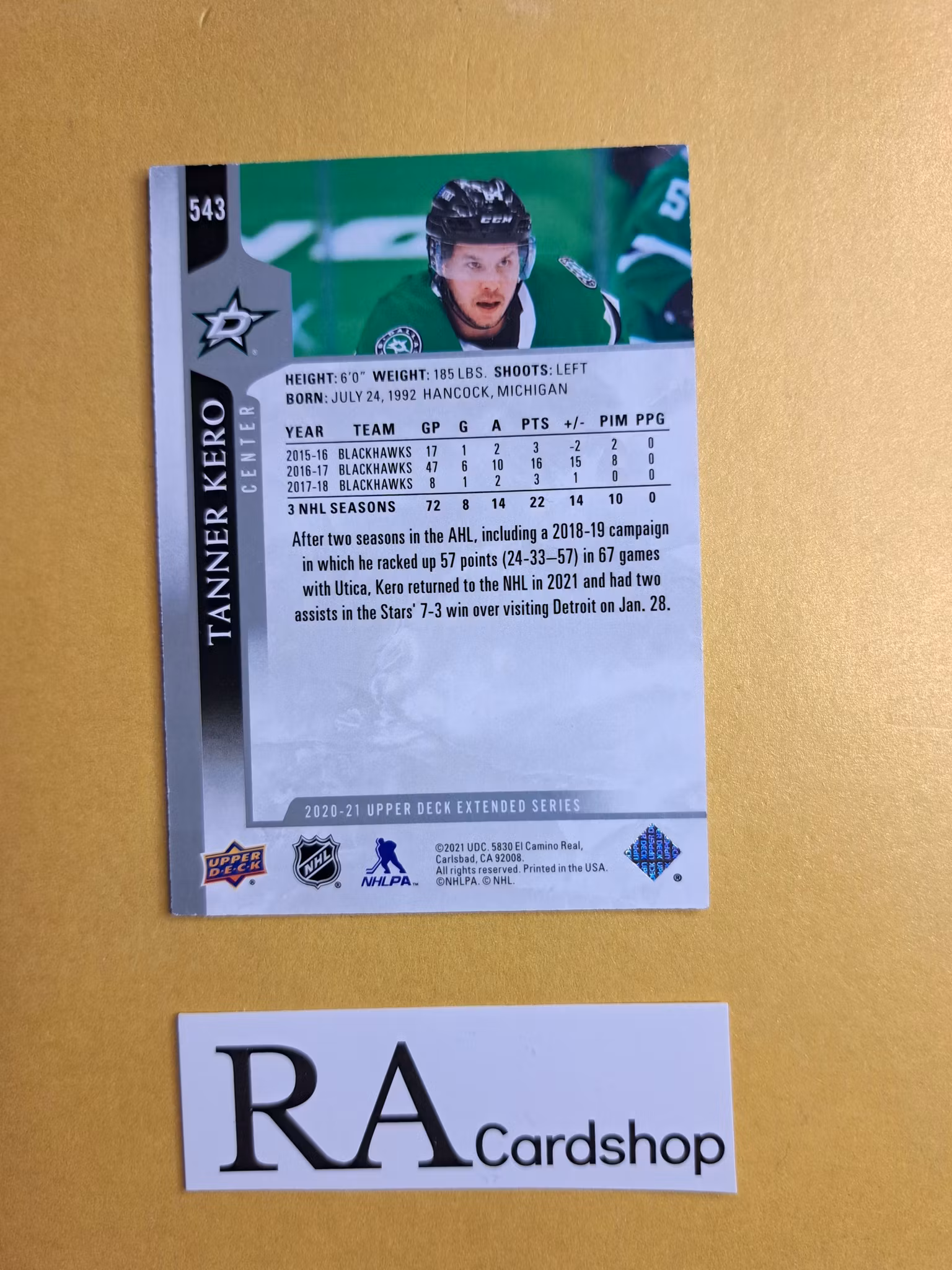 #543 Tanner Kero 2020-21 Upper Deck Extended Series Hockey