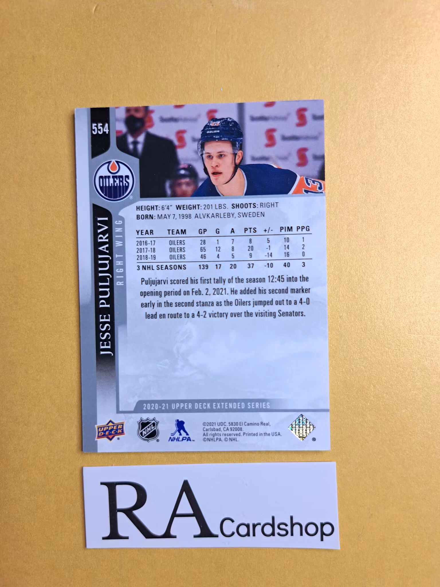 #554 Jesse Puljujarvi 2020-21 Upper Deck Extended Series Hockey