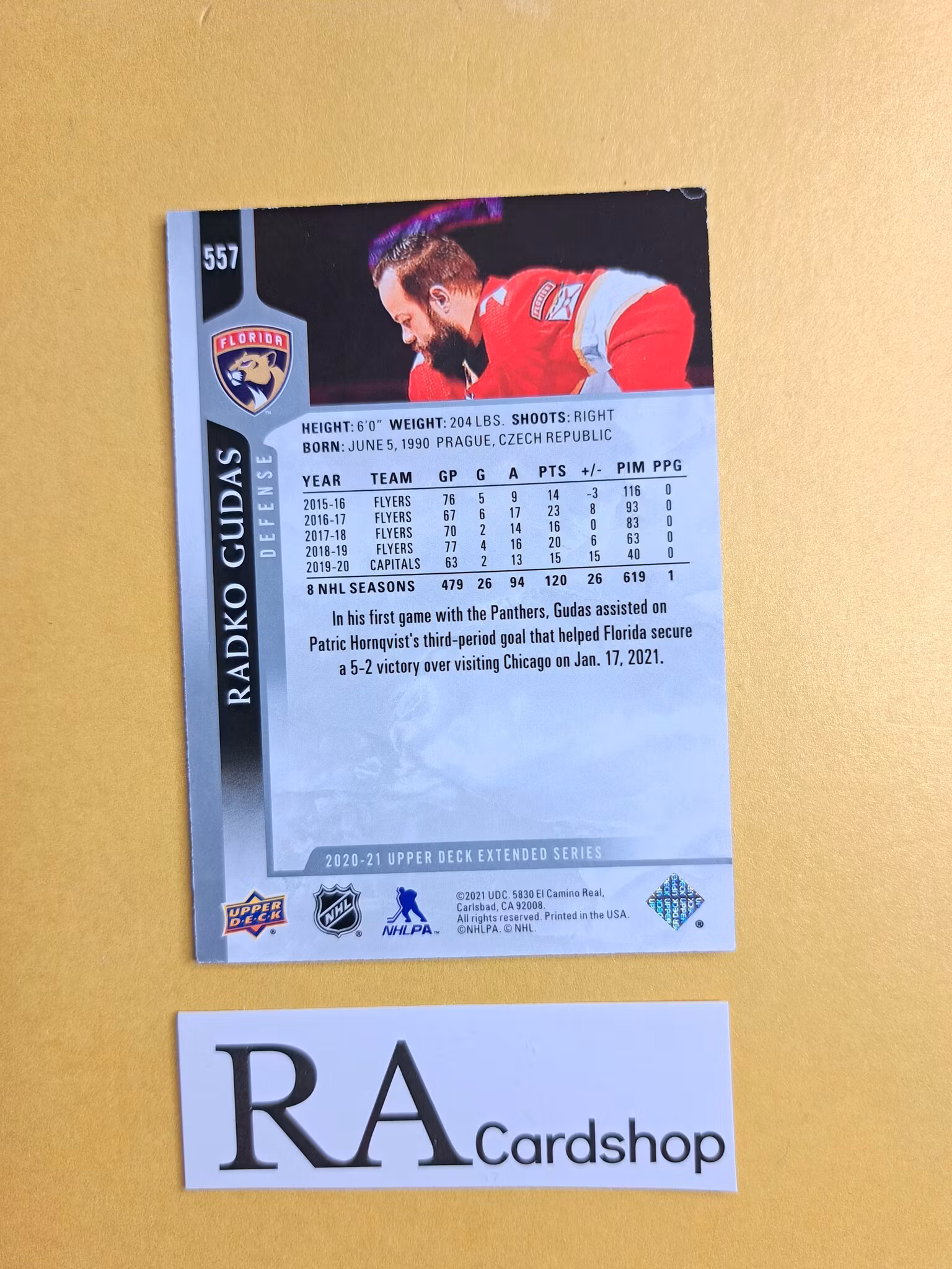 #557 Radko Gudas 2020-21 Upper Deck Extended Series Hockey