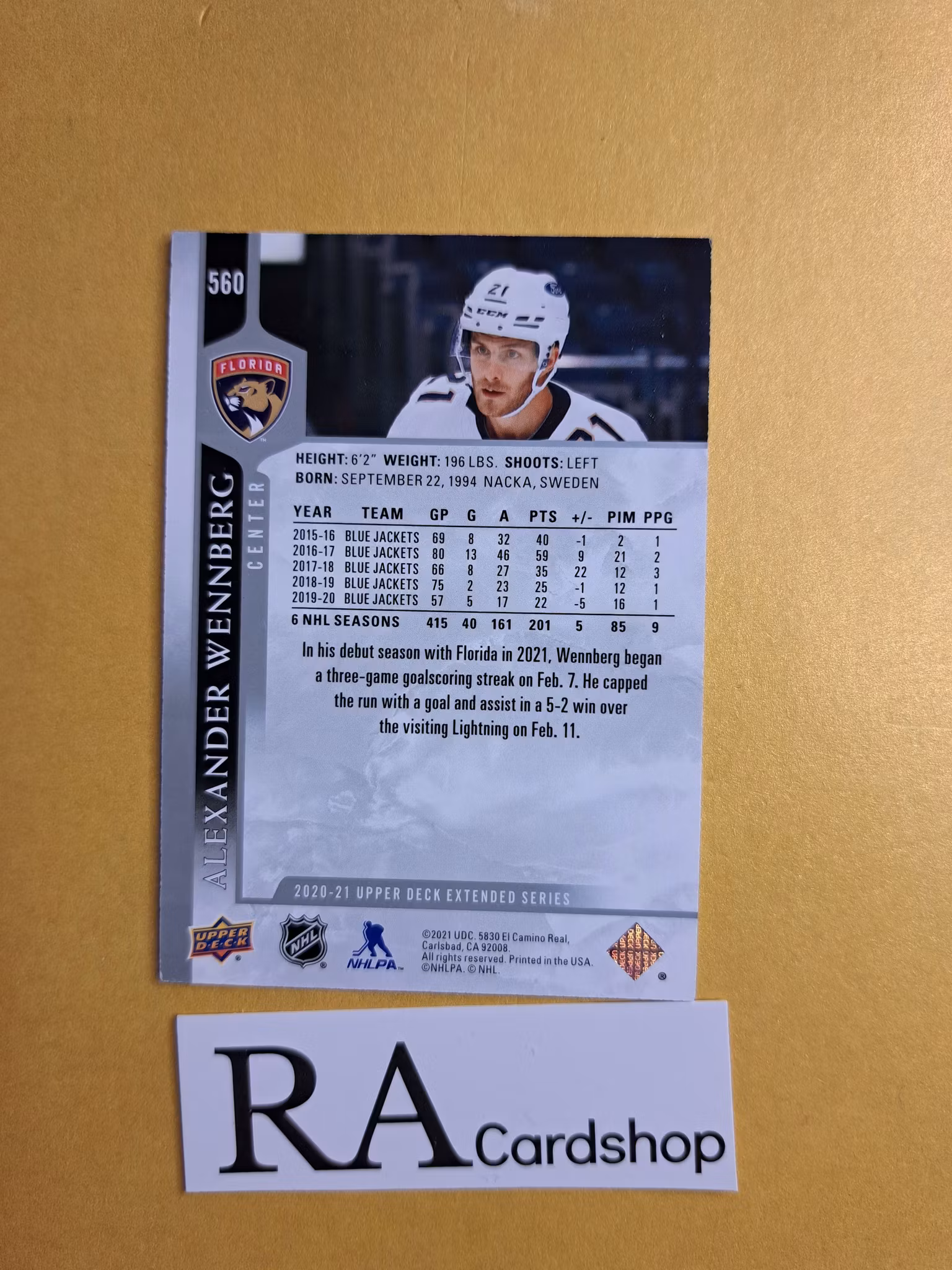 #560 Alexander Wennberg 2020-21 Upper Deck Extended Series Hockey