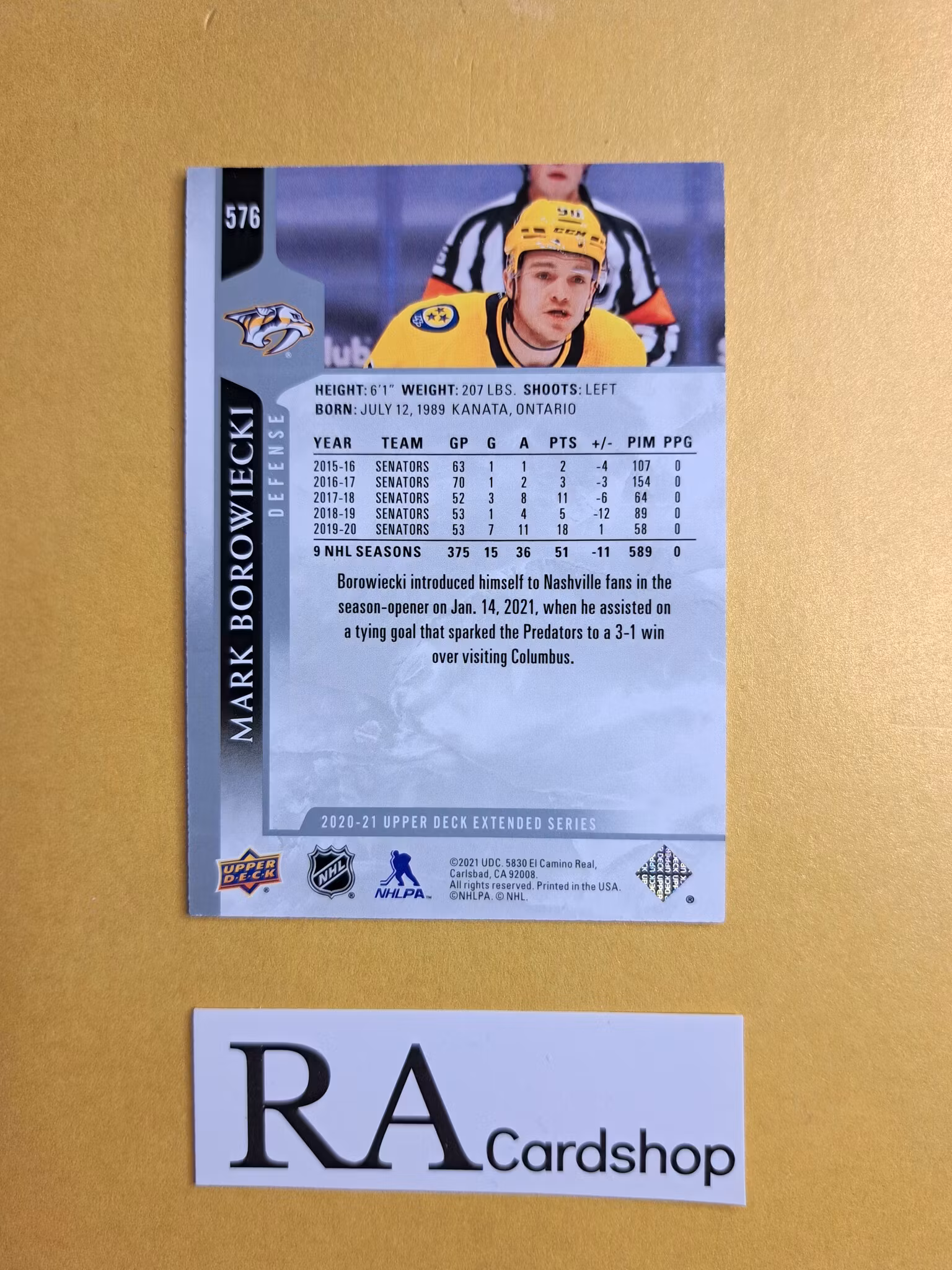 #576 Mark Borowiecki 2020-21 Upper Deck Extended Series Hockey