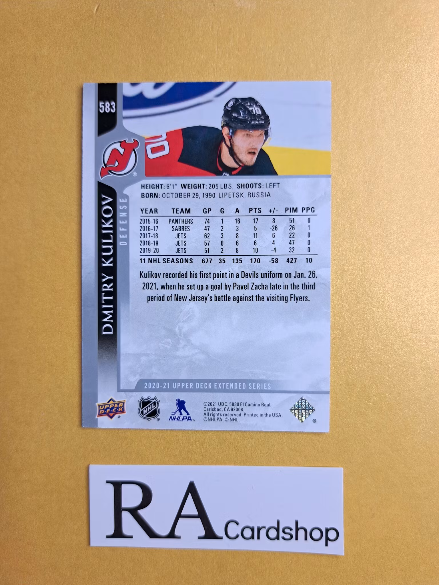 #583 Dmitry Kulikov 2020-21 Upper Deck Extended Series Hockey