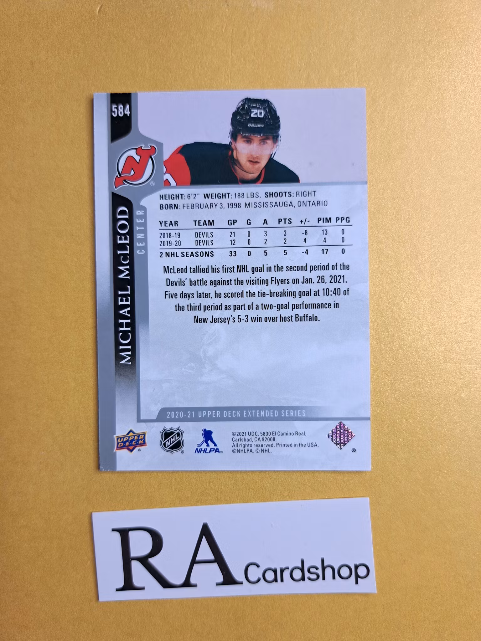 #584 Michael McLeod 2020-21 Upper Deck Extended Series Hockey