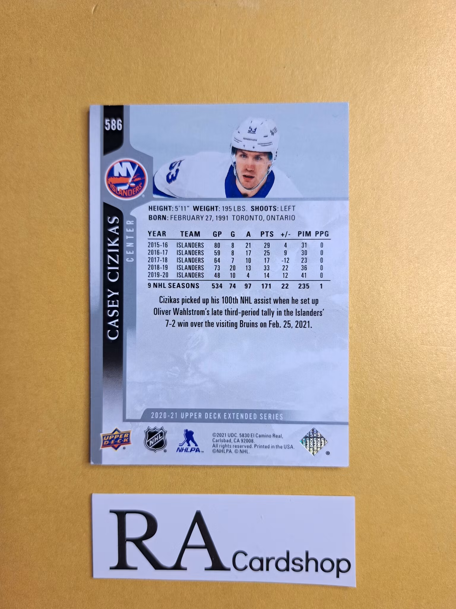 #586 Casey Cizikas 2020-21 Upper Deck Extended Series Hockey