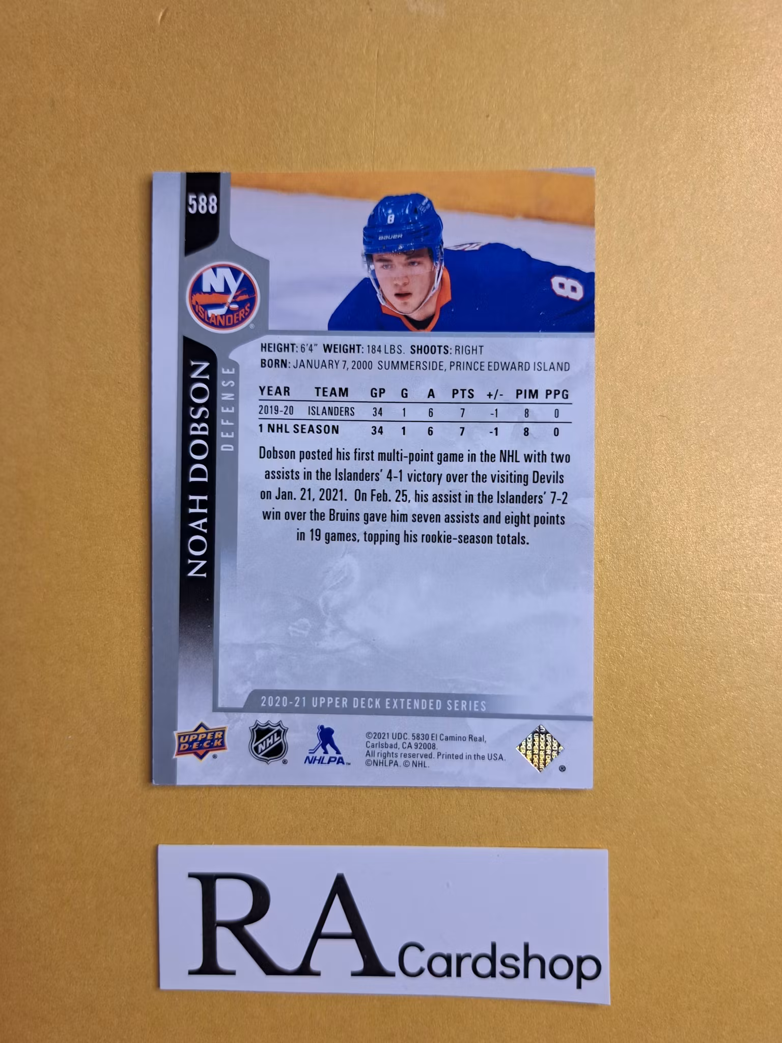 #588 Noah Dobson 2020-21 Upper Deck Extended Series Hockey