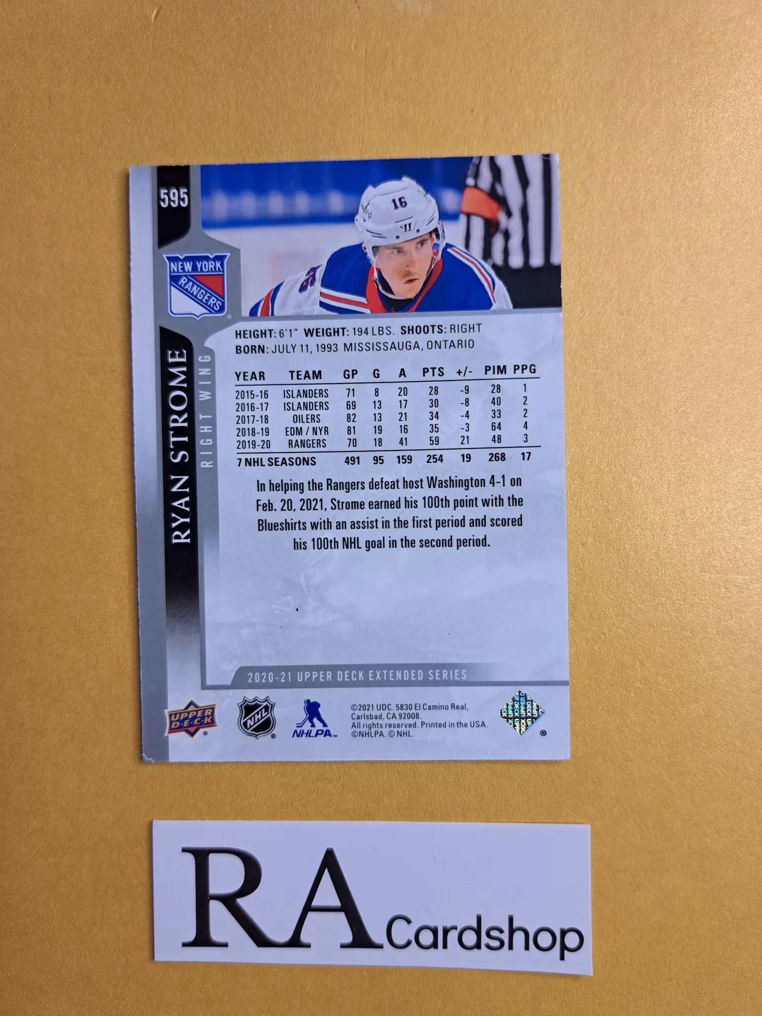 #595 Ryan Strome 2020-21 Upper Deck Extended Series Hockey