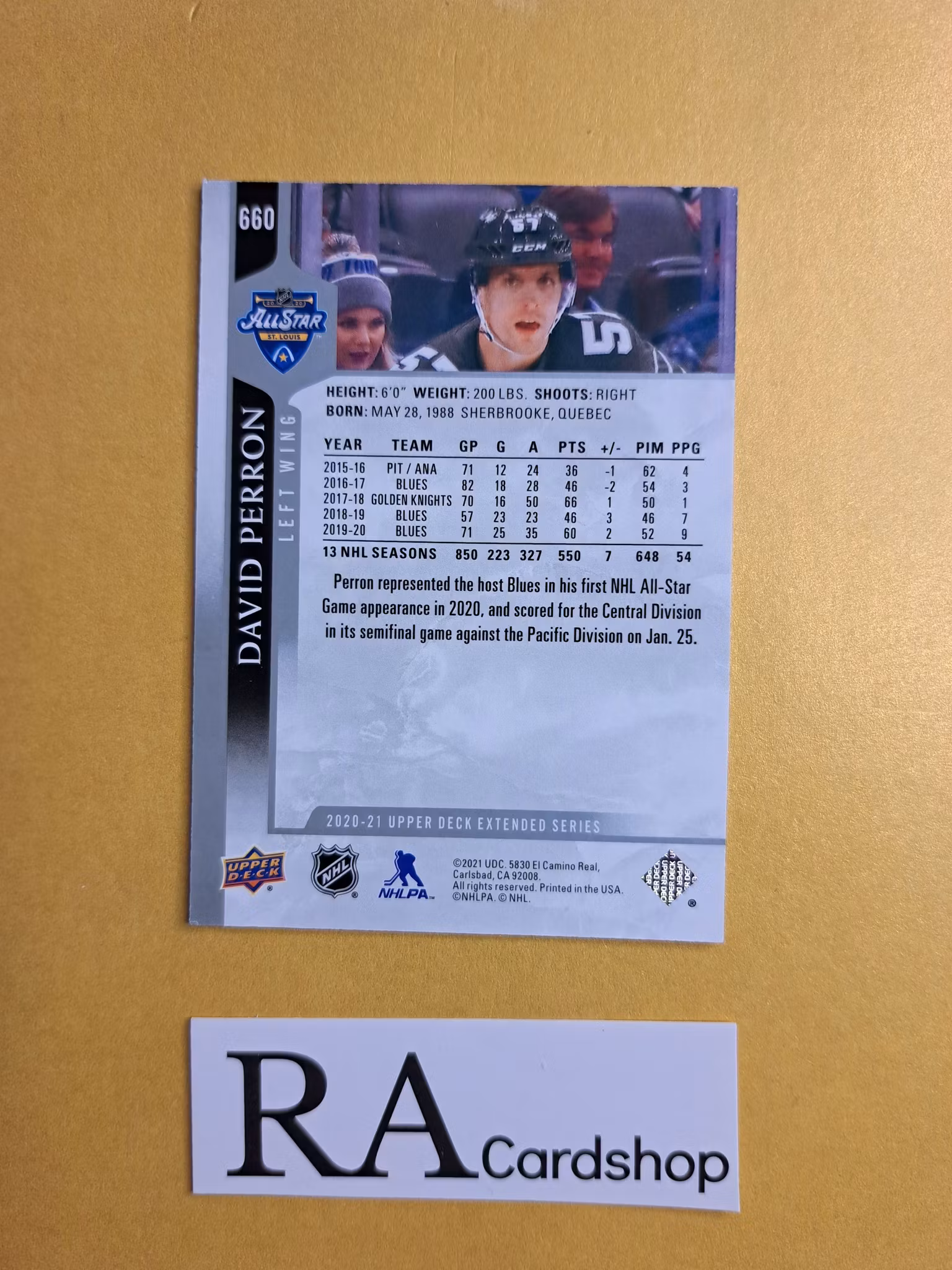 #660 David Perron 2020-21 Upper Deck Extended Series Hockey