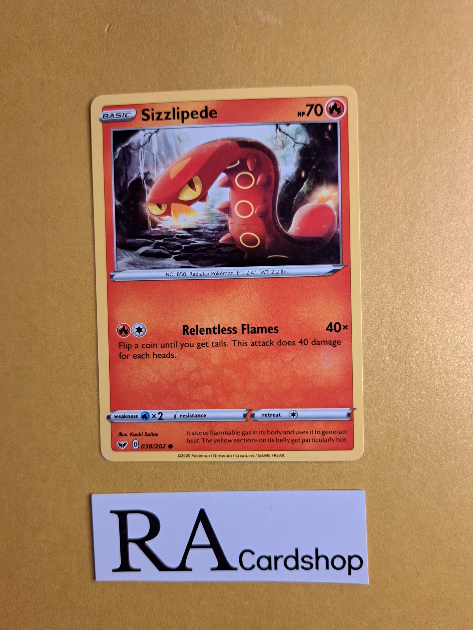 Sizzlipede Common 038/202 Sword and Shield Pokemon