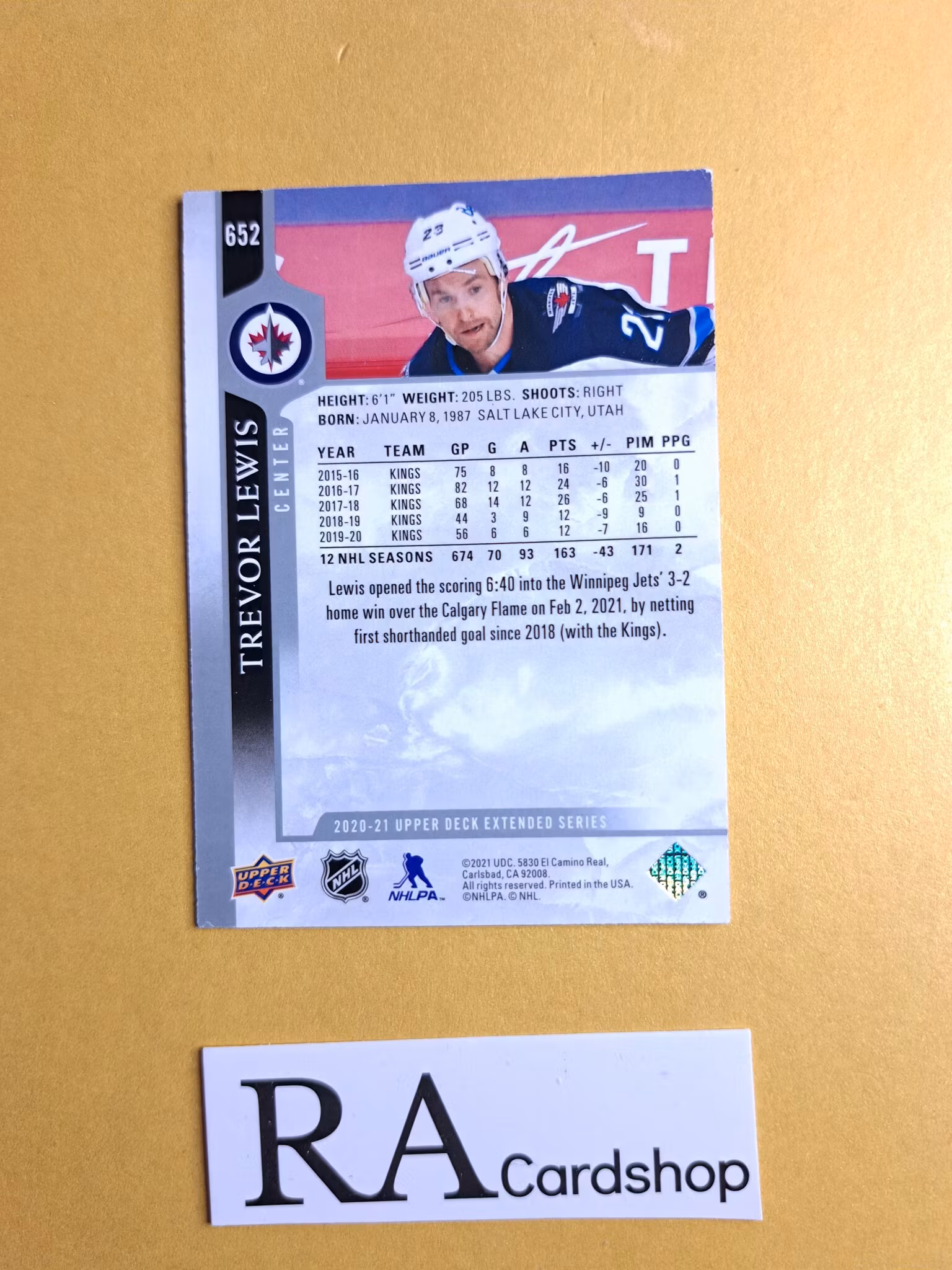 #652 Trevor Lewis 2020-21 Upper Deck Extended Series Hockey