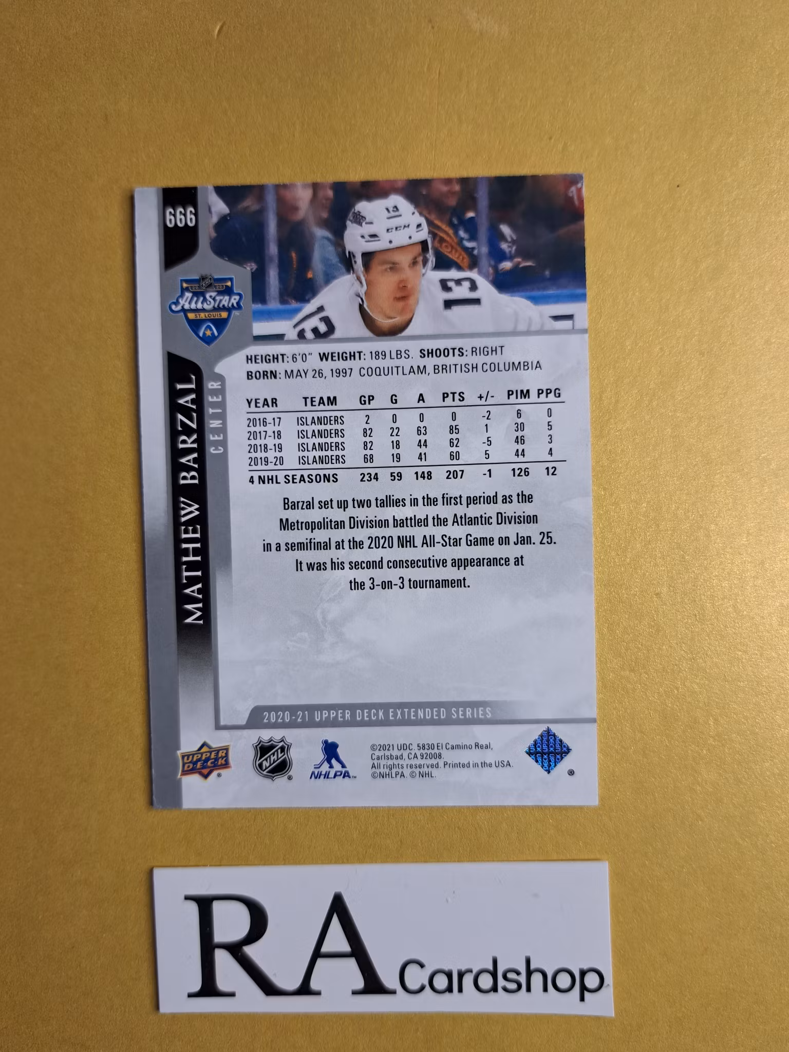 #666 Mathew Barzal Upper Deck Extended Series Hockey