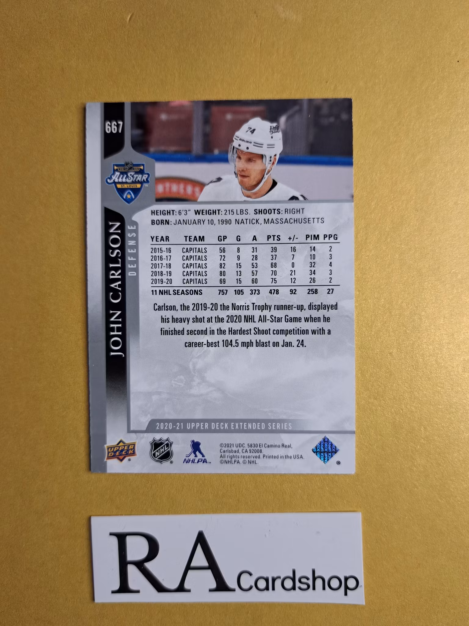 #667 John Carlson Upper Deck Extended Series Hockey