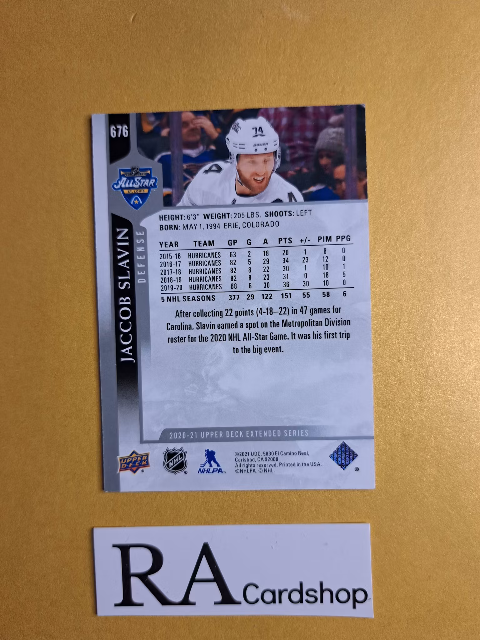 #676 Jaccob Slavin Upper Deck Extended Series Hockey