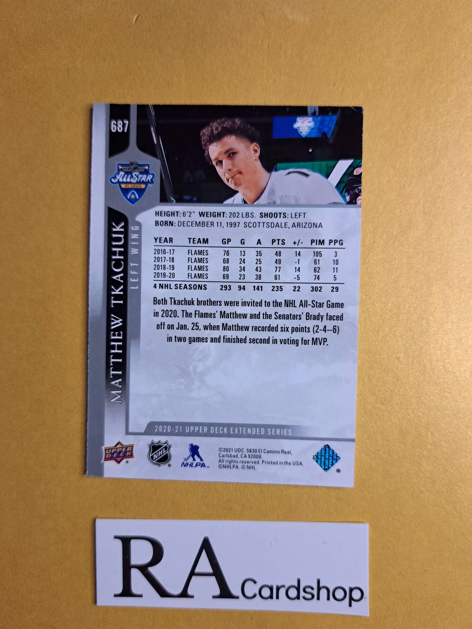 #687 Matthew Tkachuk Upper Deck Extended Series Hockey