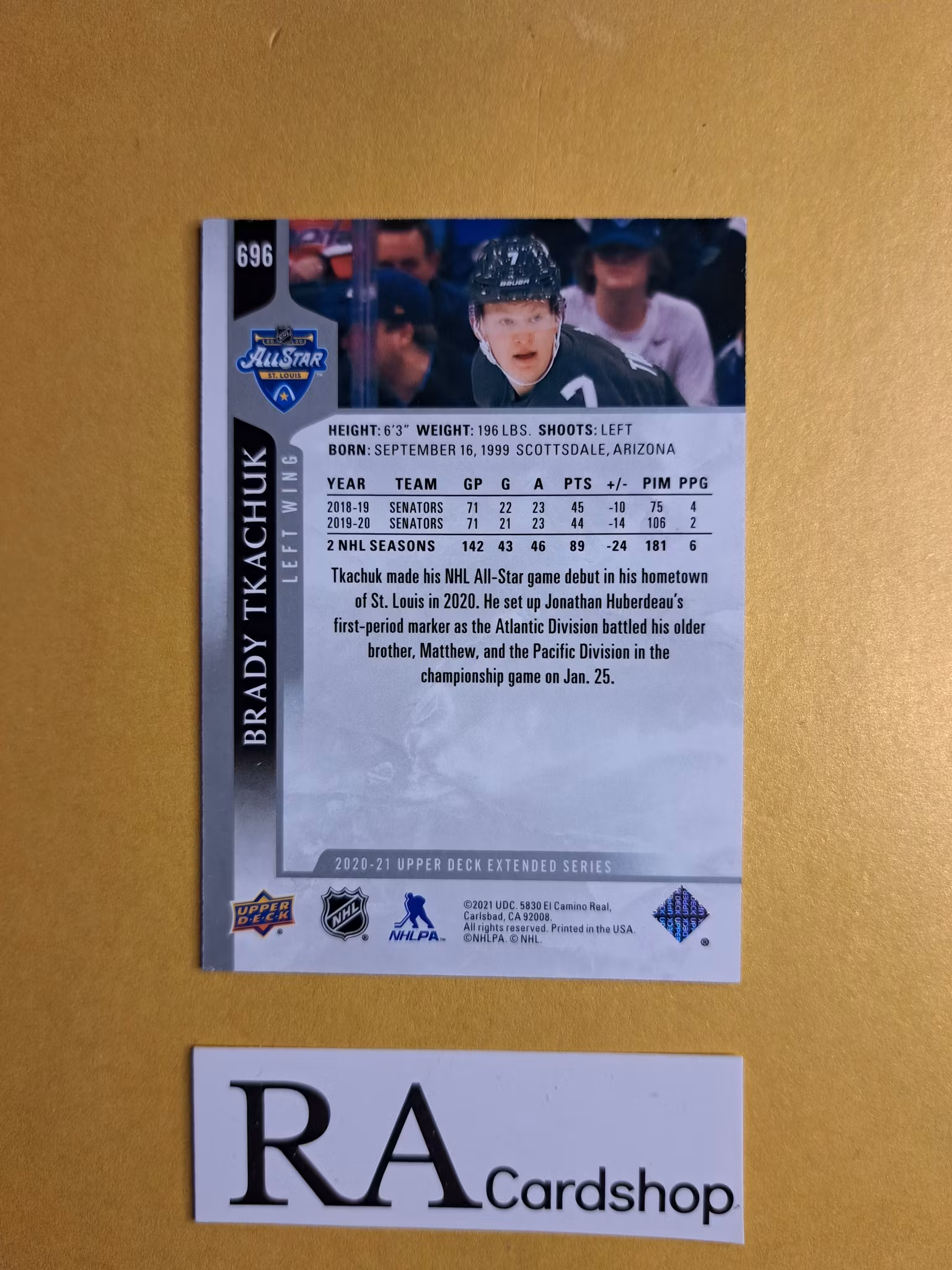 #696 Brady Tkachuk Upper Deck Extended Series Hockey