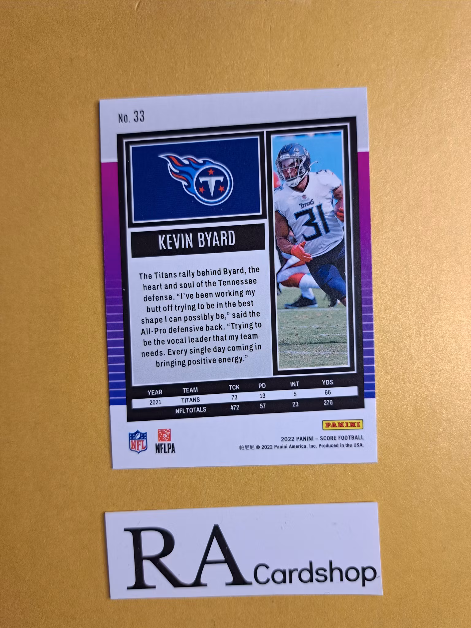 #33 Kevin Byard 2022 Panini Score Football NFL