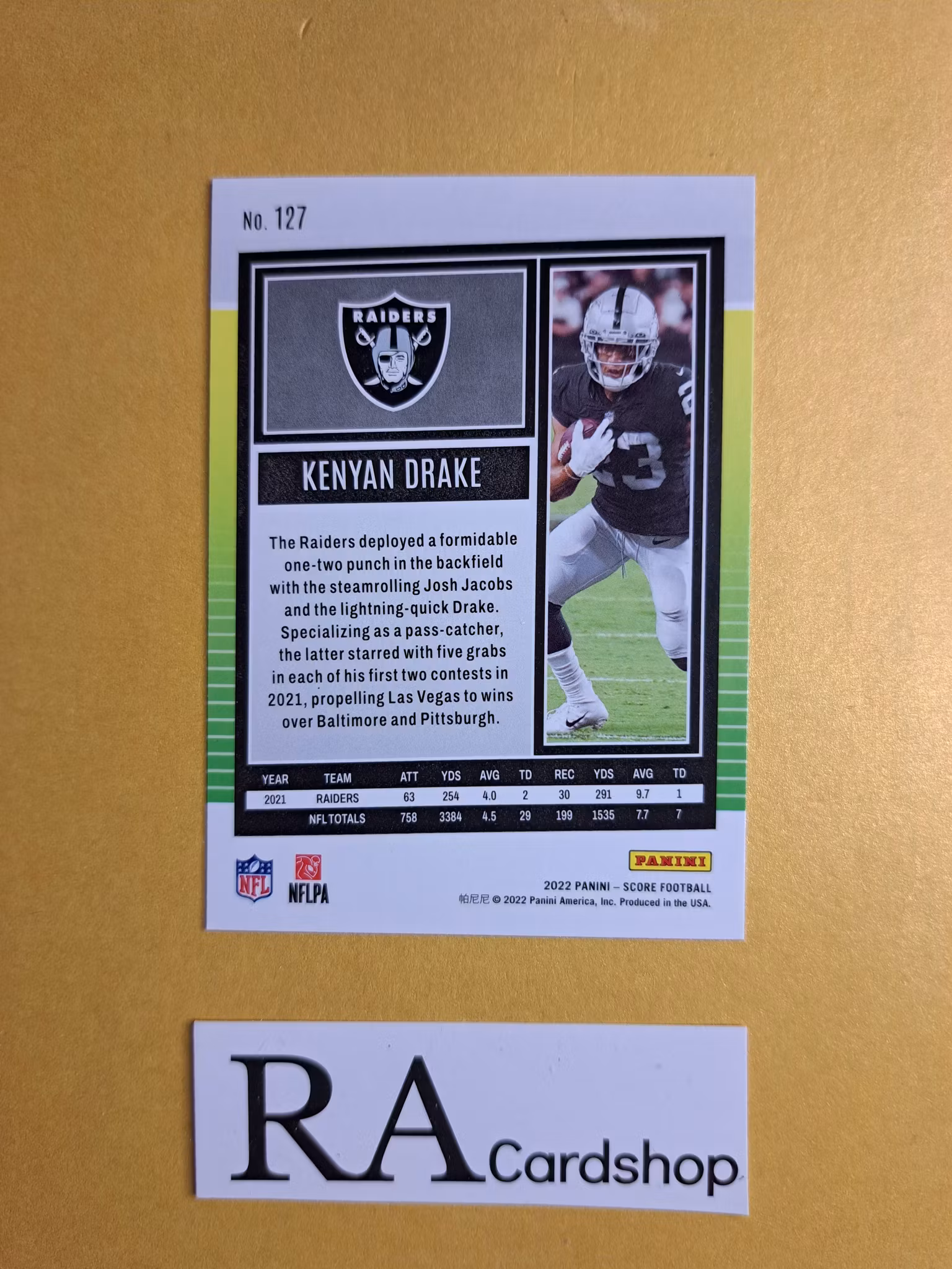 #127 Kenyan Drake 2022 Panini Score Football NFL