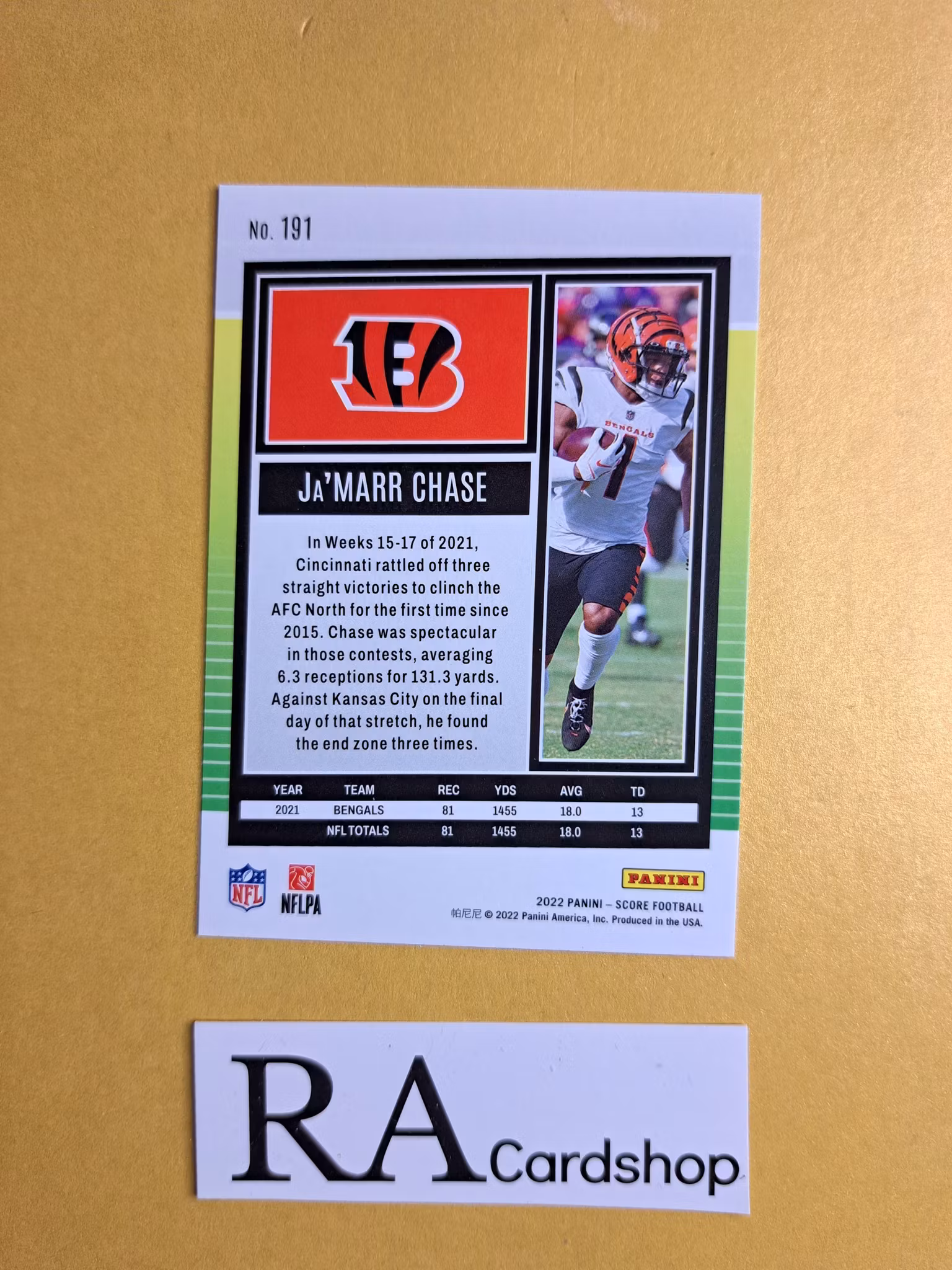 #191 JaMarr Chase 2022 Panini Score Football NFL