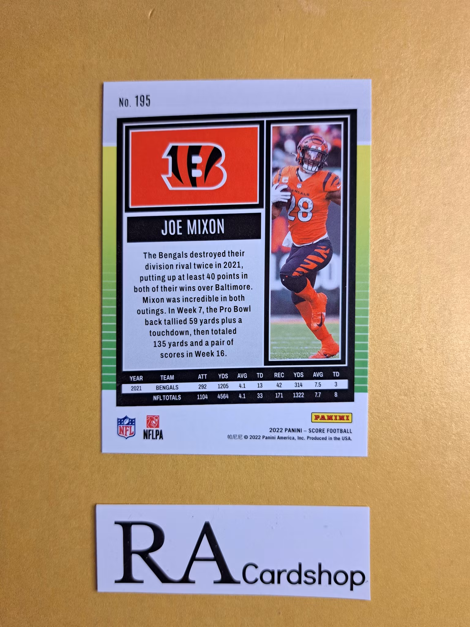 #195 Joe Mixon 2022 Panini Score Football NFL