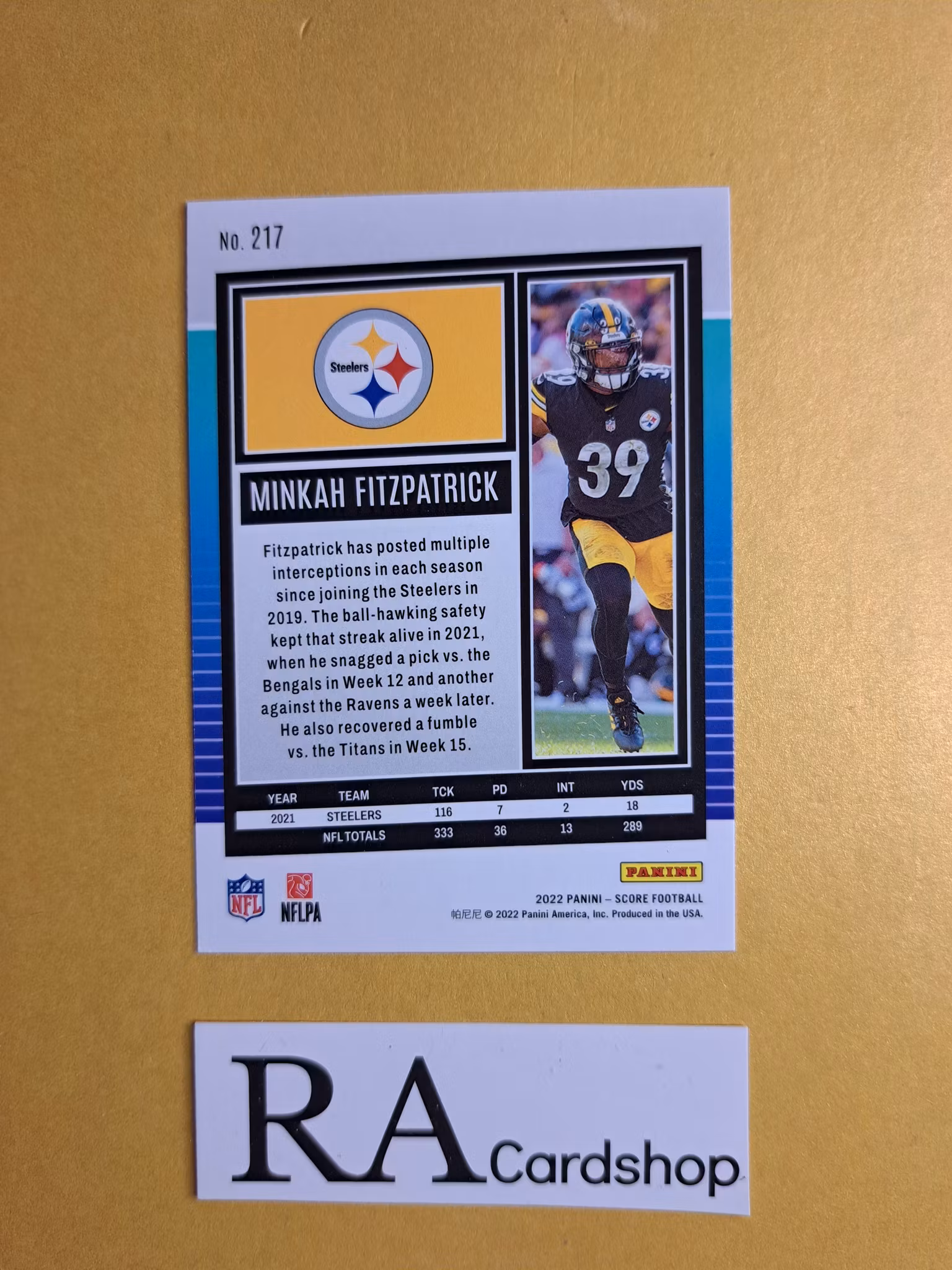 #217 Minkah Fitzpatrick 2022 Panini Score Football NFL
