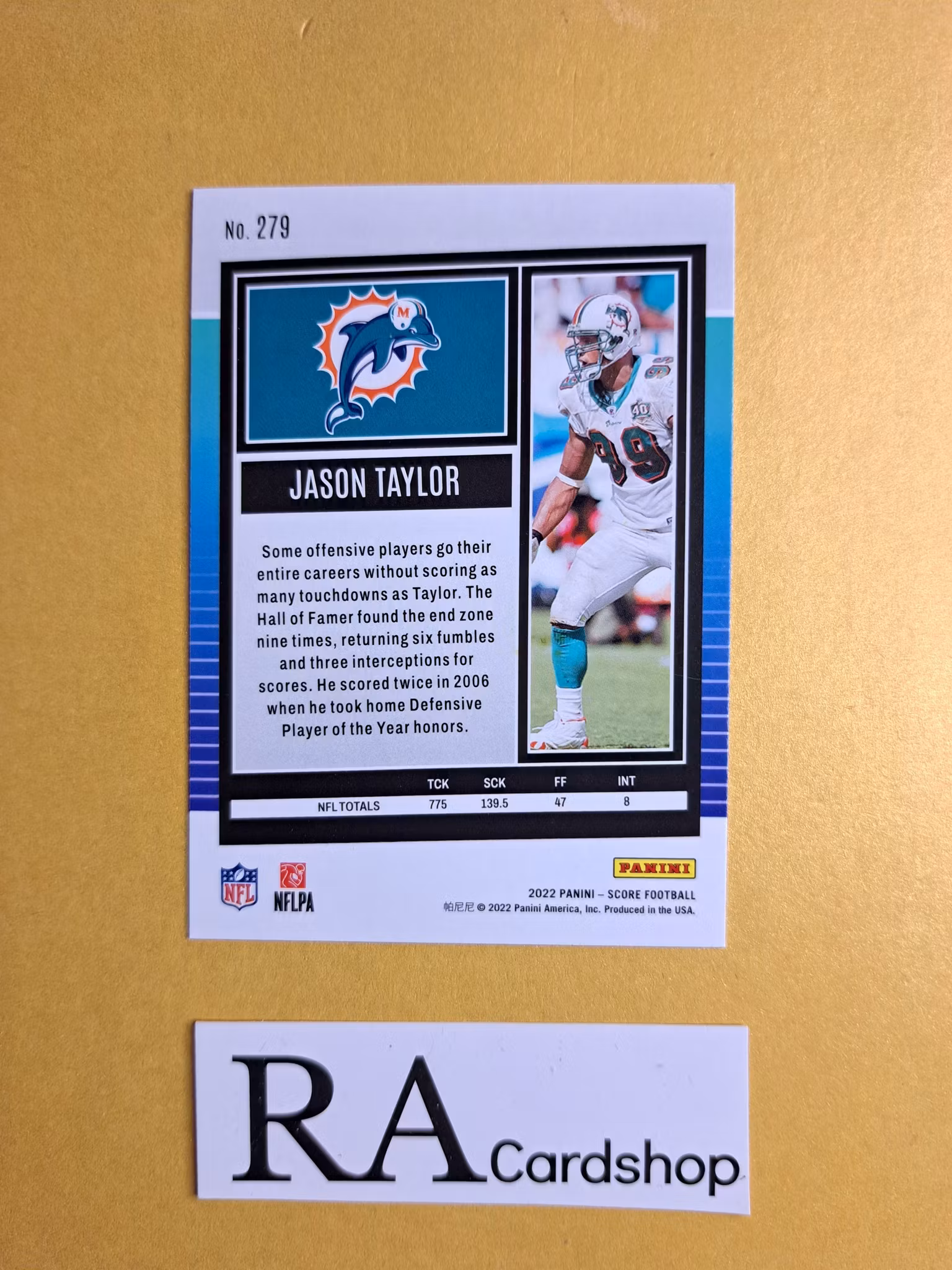 #279 Jason Taylor 2022 Panini Score Football NFL