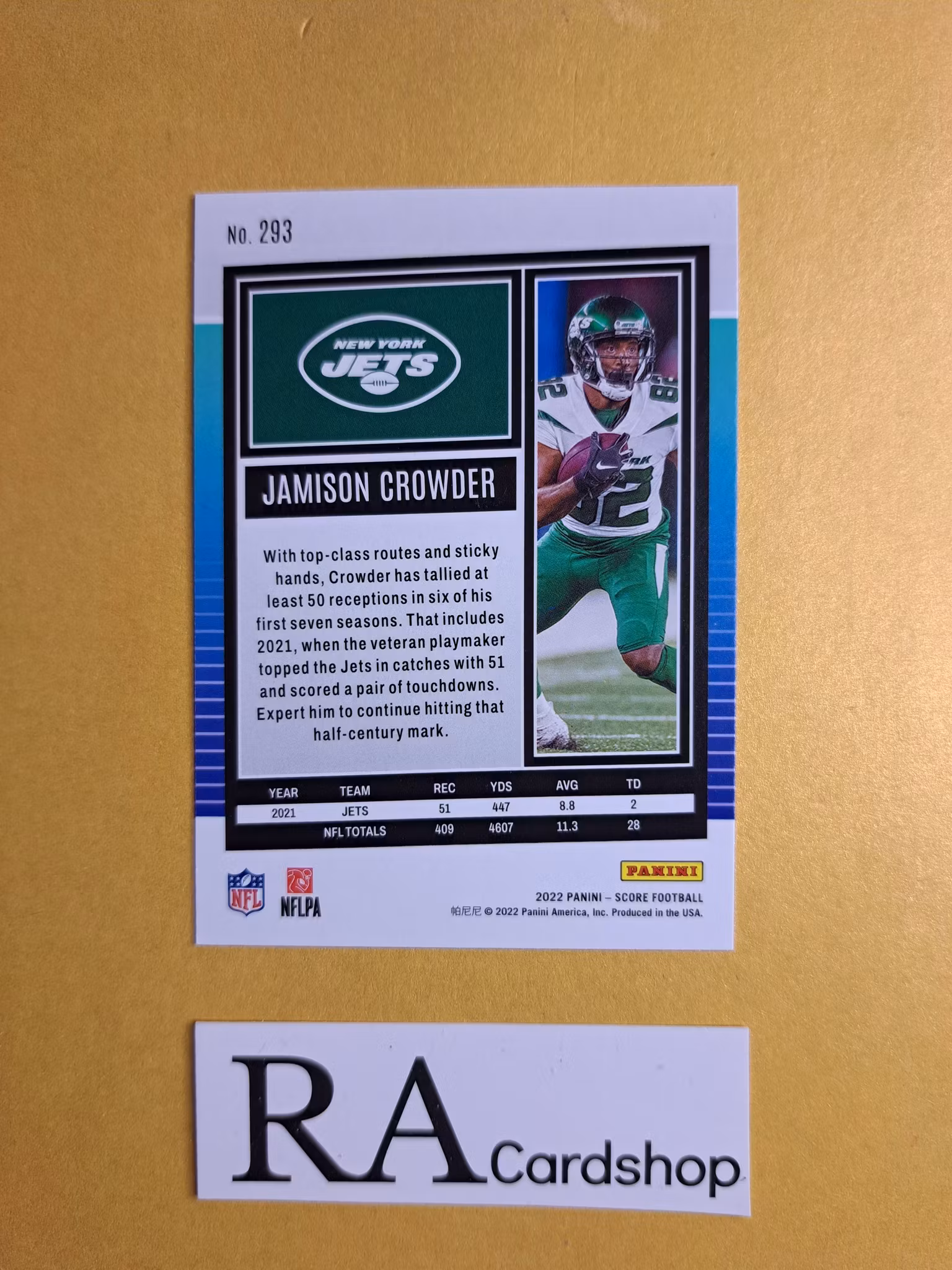 #293 Jamison Crowder 2022 Panini Score Football NFL