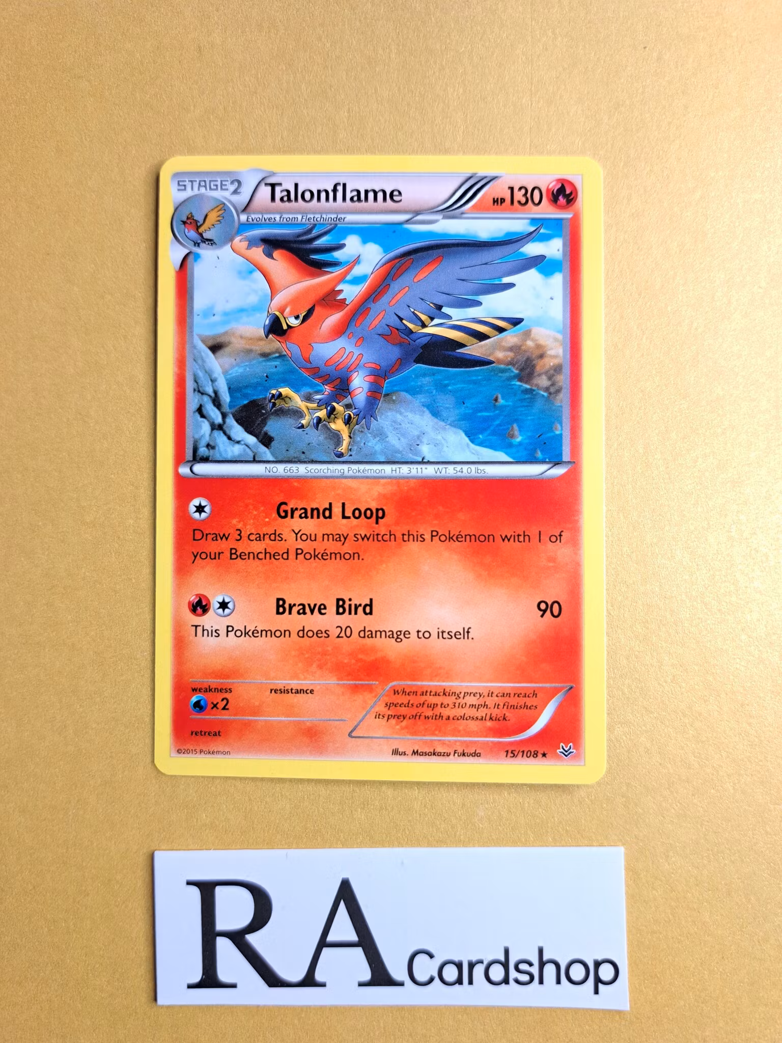Talonflame Rare 15/108 Roaring Skies Pokemon