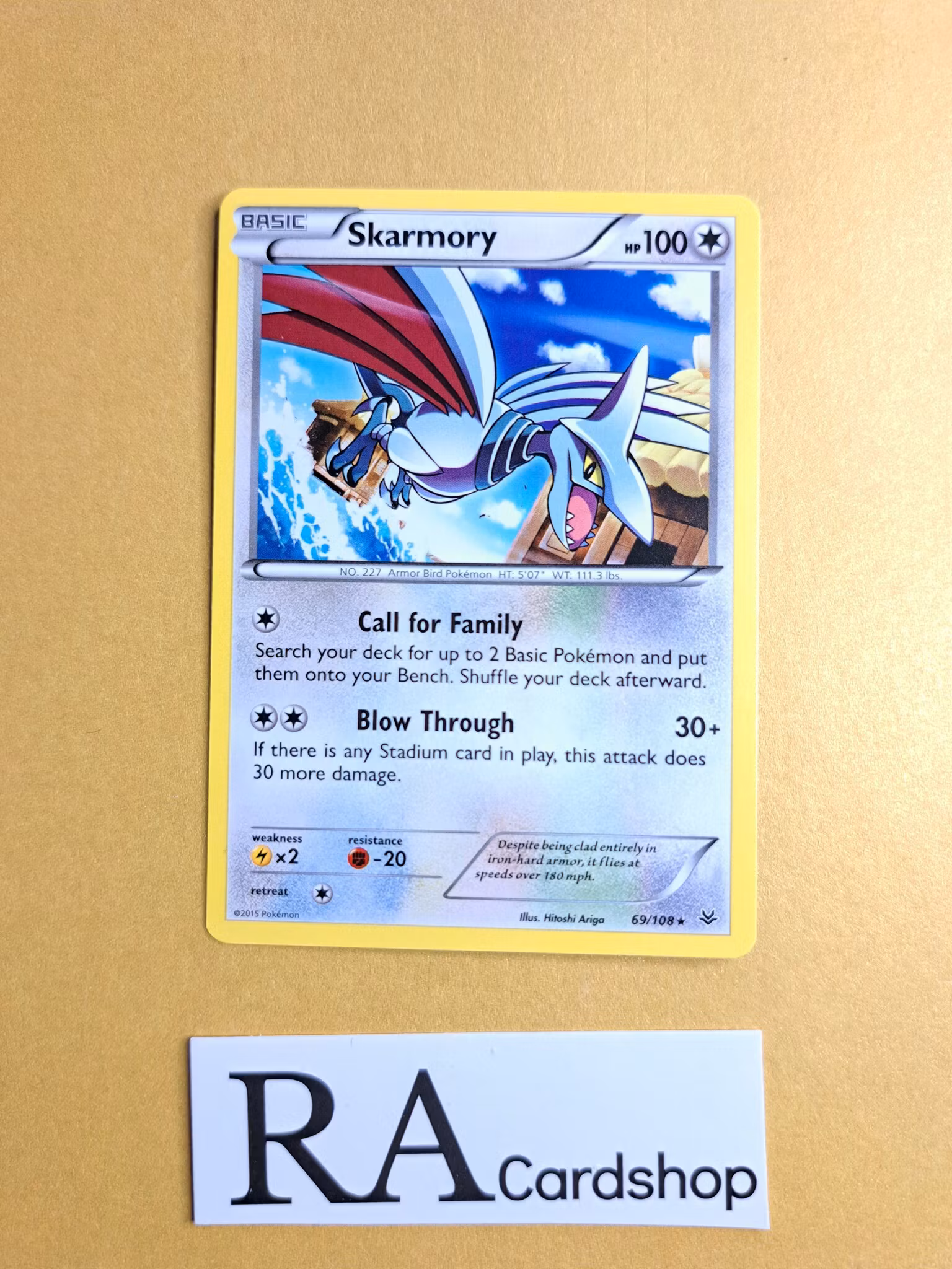 Skarmory Rare 69/108 Roaring Skies Pokemon