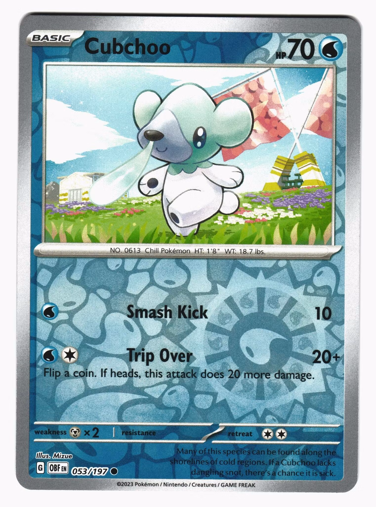 Cubchoo Reverse Holo Common 053/197 Obsidian Flames Pokemon