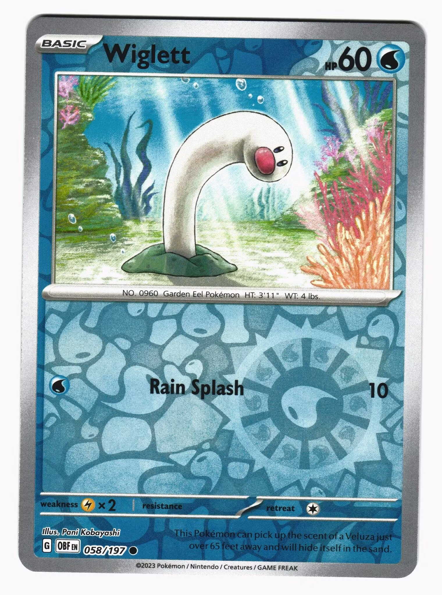 Wiglett Reverse Holo Common 058/197 Obsidian Flames Pokemon