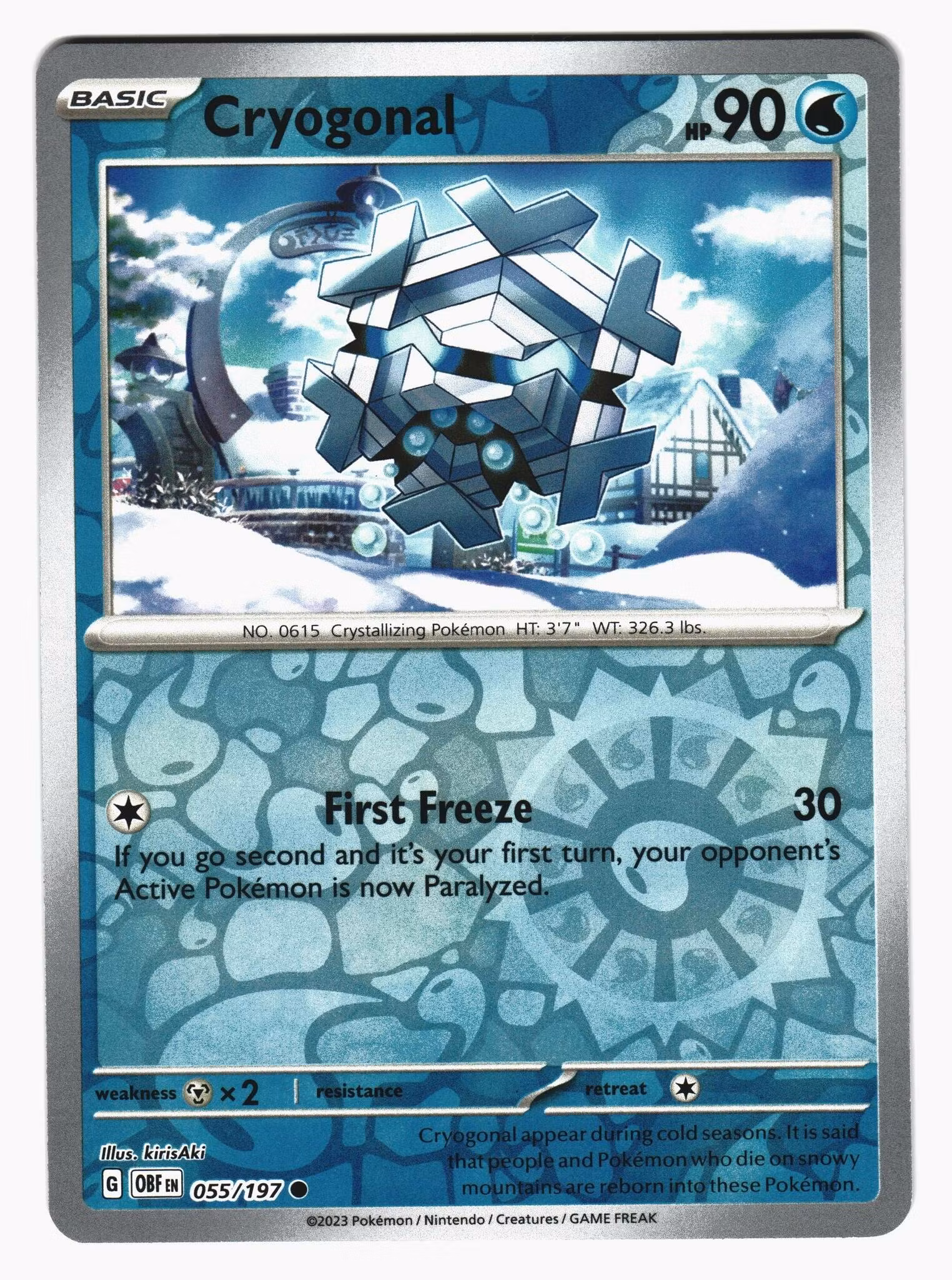 Cryogonal Reverse Holo Common 055/197 Obsidian Flames Pokemon