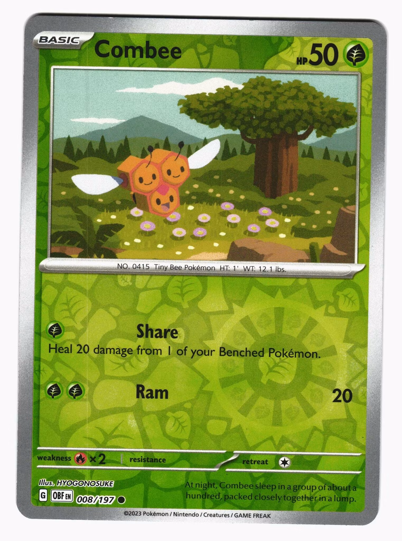 Combee Reverse Holo Common 008/197 Obsidian Flames Pokemon