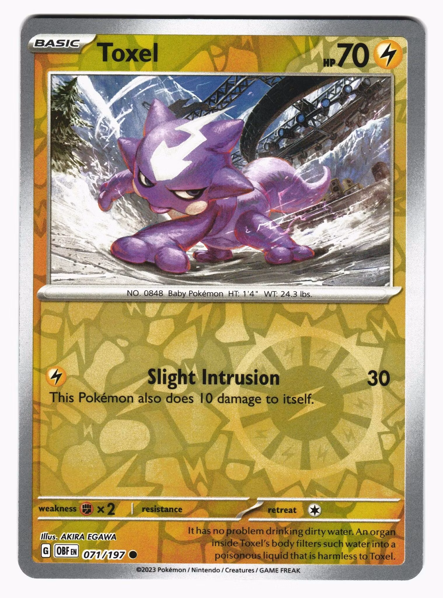 Toxel Reverse Holo Common 071/197 Obsidian Flames Pokemon